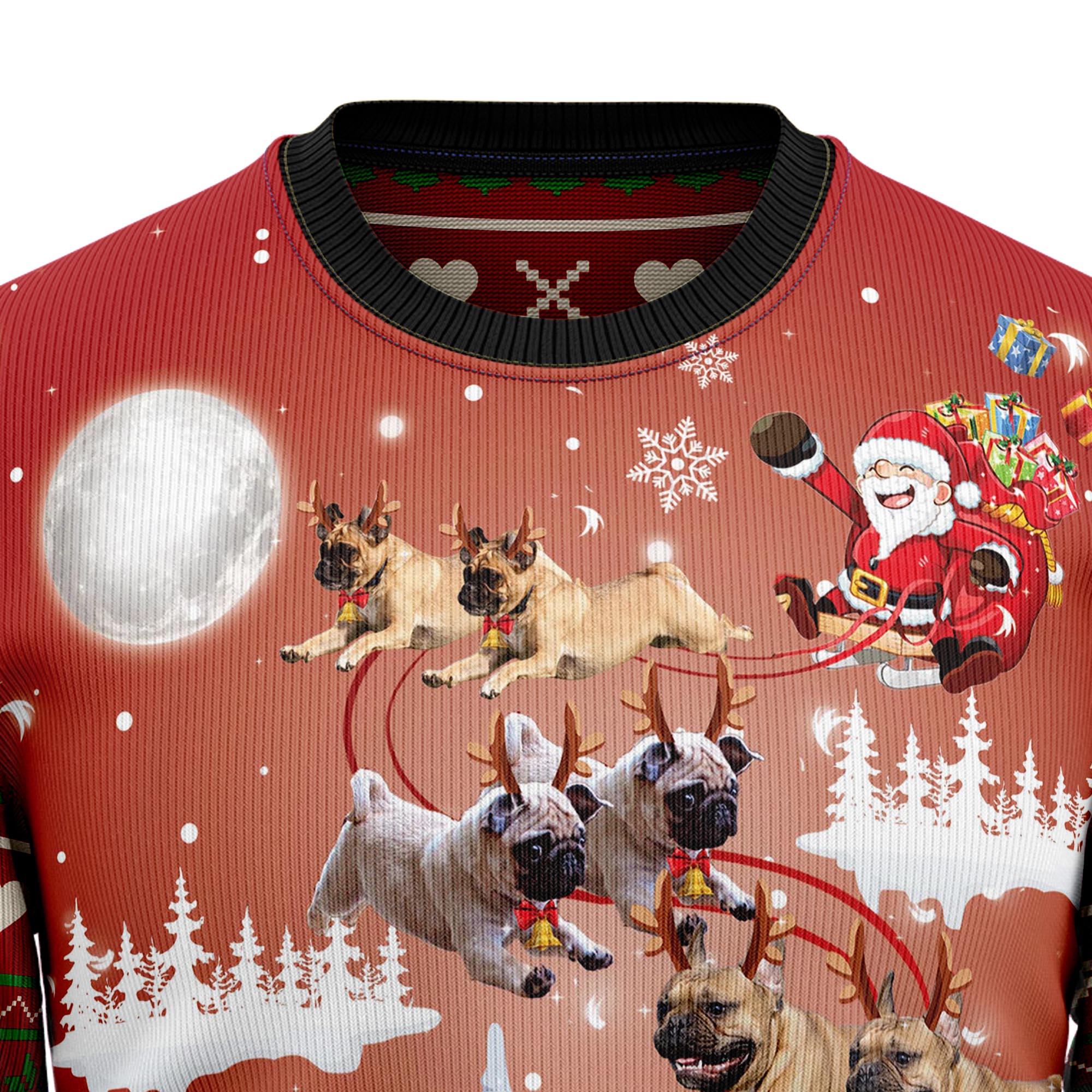 Pug Reindeer Ugly Christmas Sweater for Men and Women, Funny Holiday Party Outfit, Festive Christmas Gift