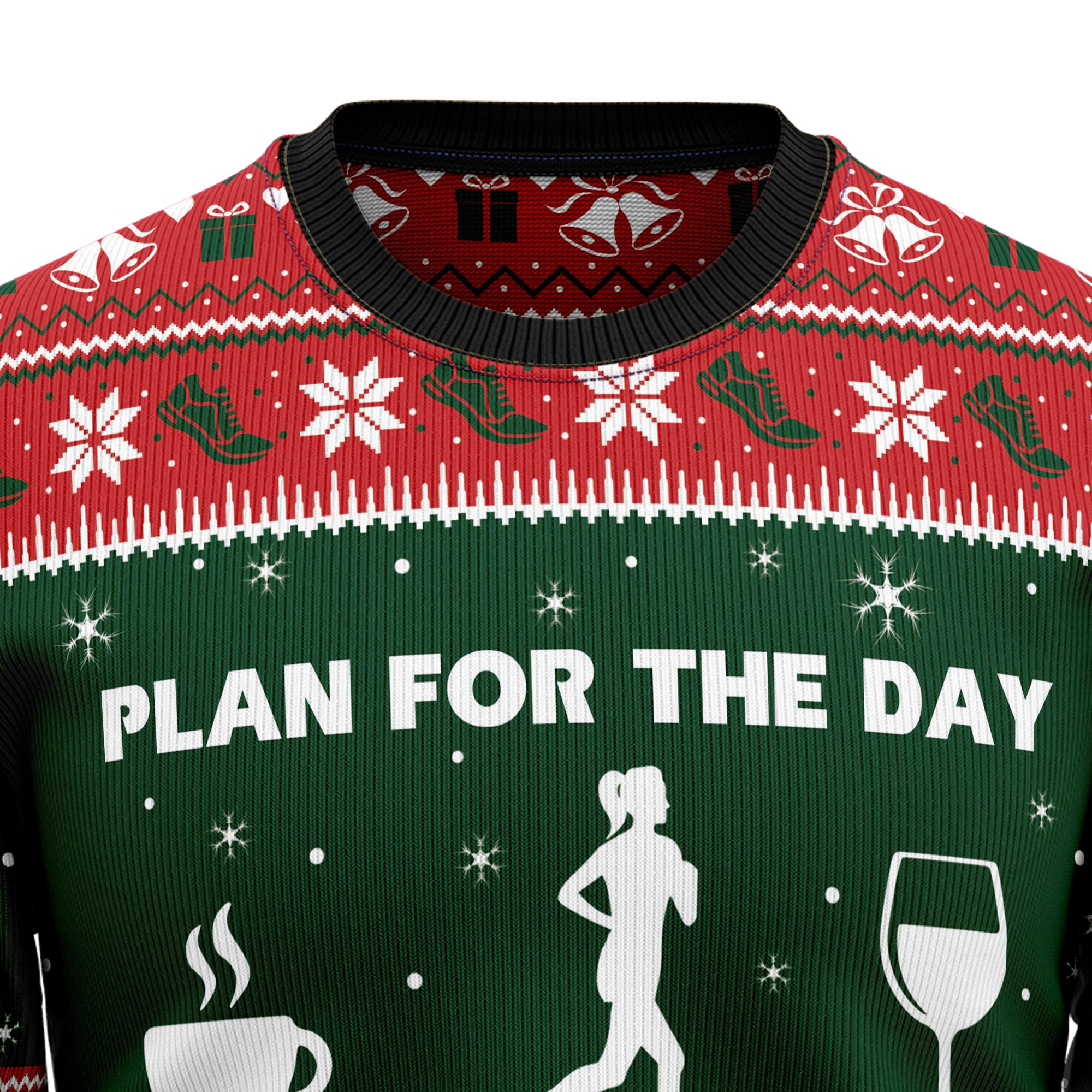 Running Plan for the Day Ugly Christmas Sweater, Funny Holiday Party Outfit for Men and Women, Gift for Runners