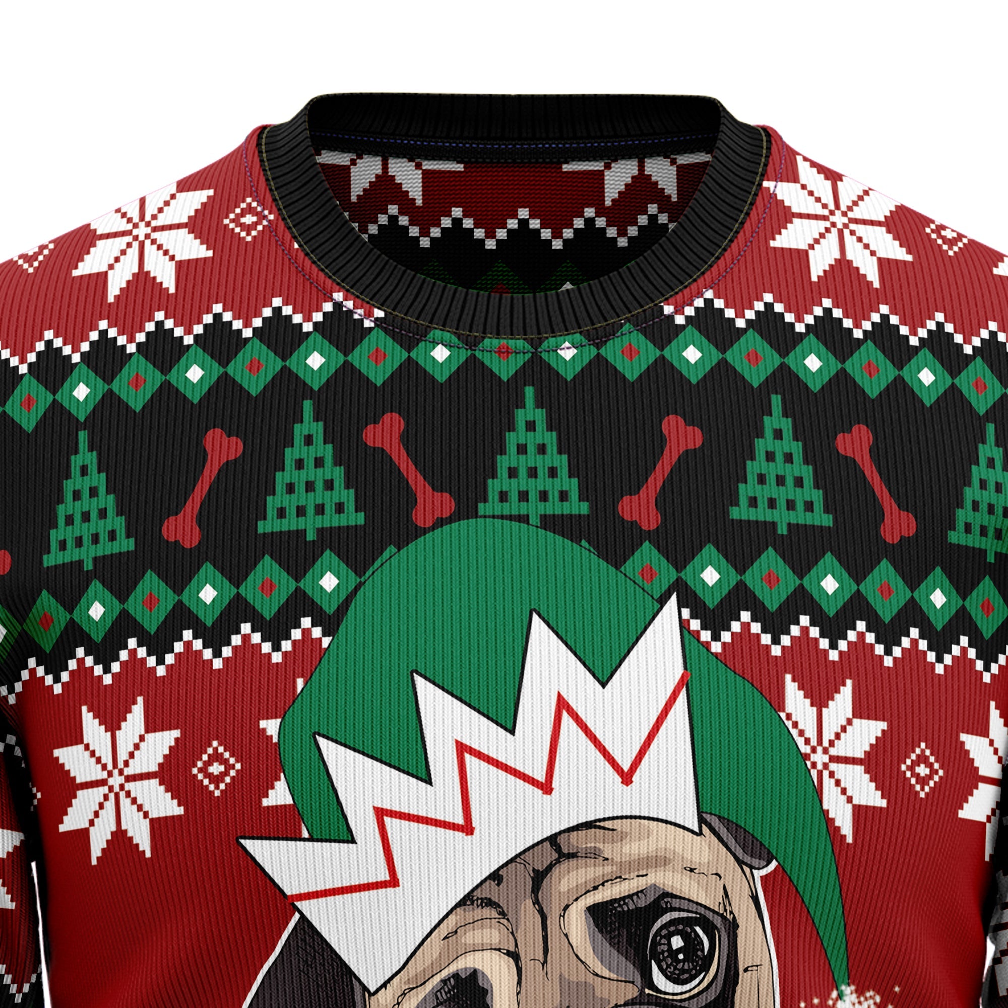 Cute Pug Ugly Christmas Sweater, Festive Dog Holiday Pullover for Pug Lovers, Dog Moms, Dog Dads and Winter Parties