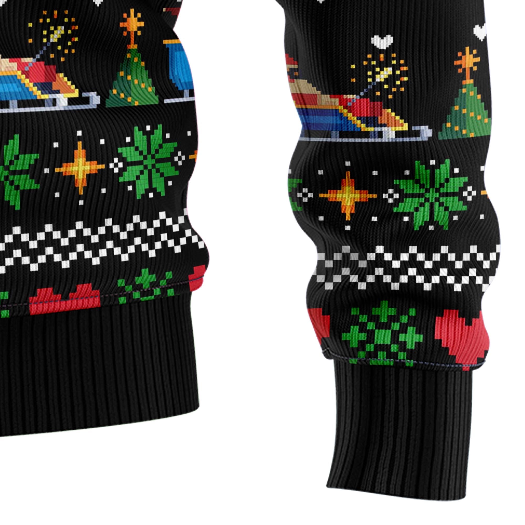 Santa Shark Ho Ho Ho Ugly Christmas Sweater, Funny Holiday Party Outfit for Men and Women, Gift for Shark Lovers