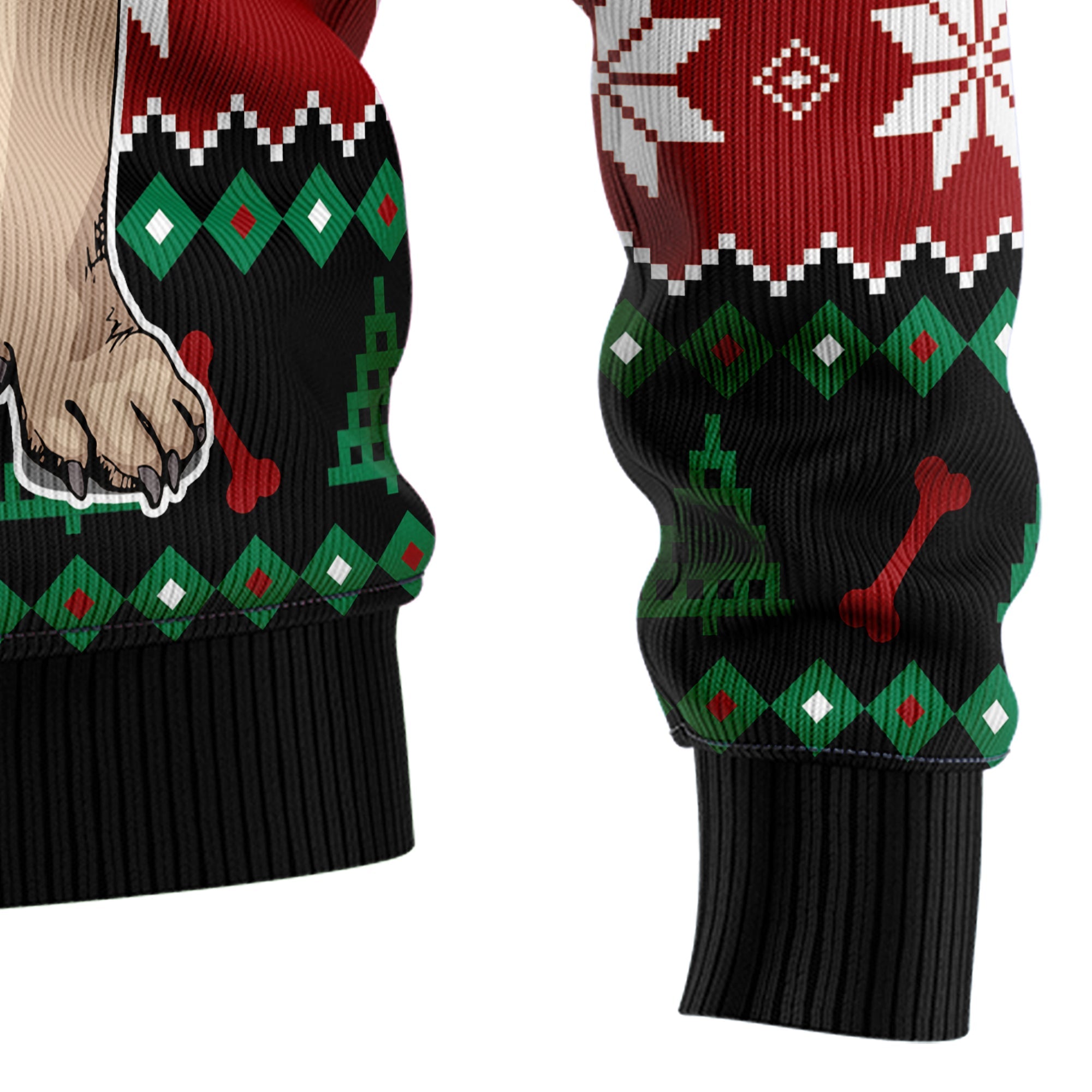 Cute Pug Ugly Christmas Sweater, Festive Dog Holiday Pullover for Pug Lovers, Dog Moms, Dog Dads and Winter Parties