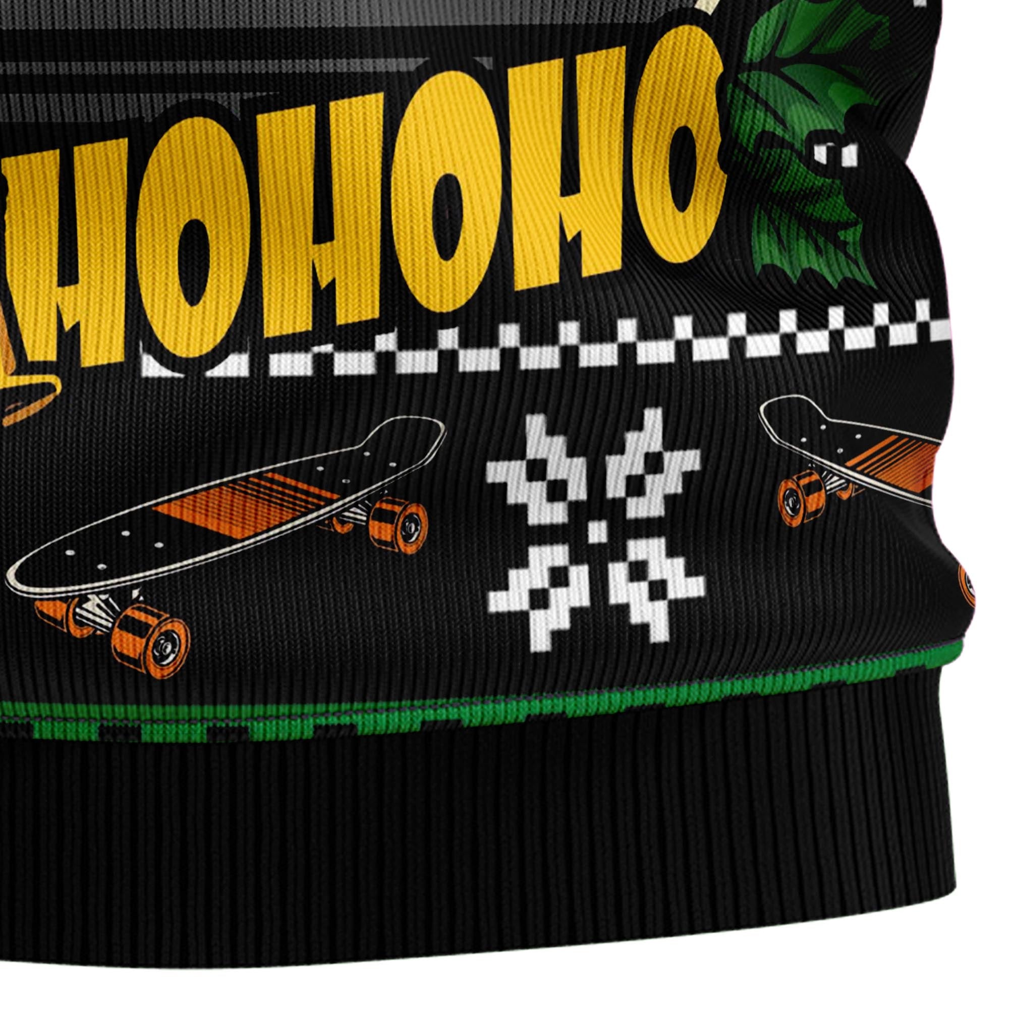 Santa Claus Skateboard Ugly Christmas Sweater, Unisex Holiday Party Outfit, Gift for Skateboarders and Santa Fans
