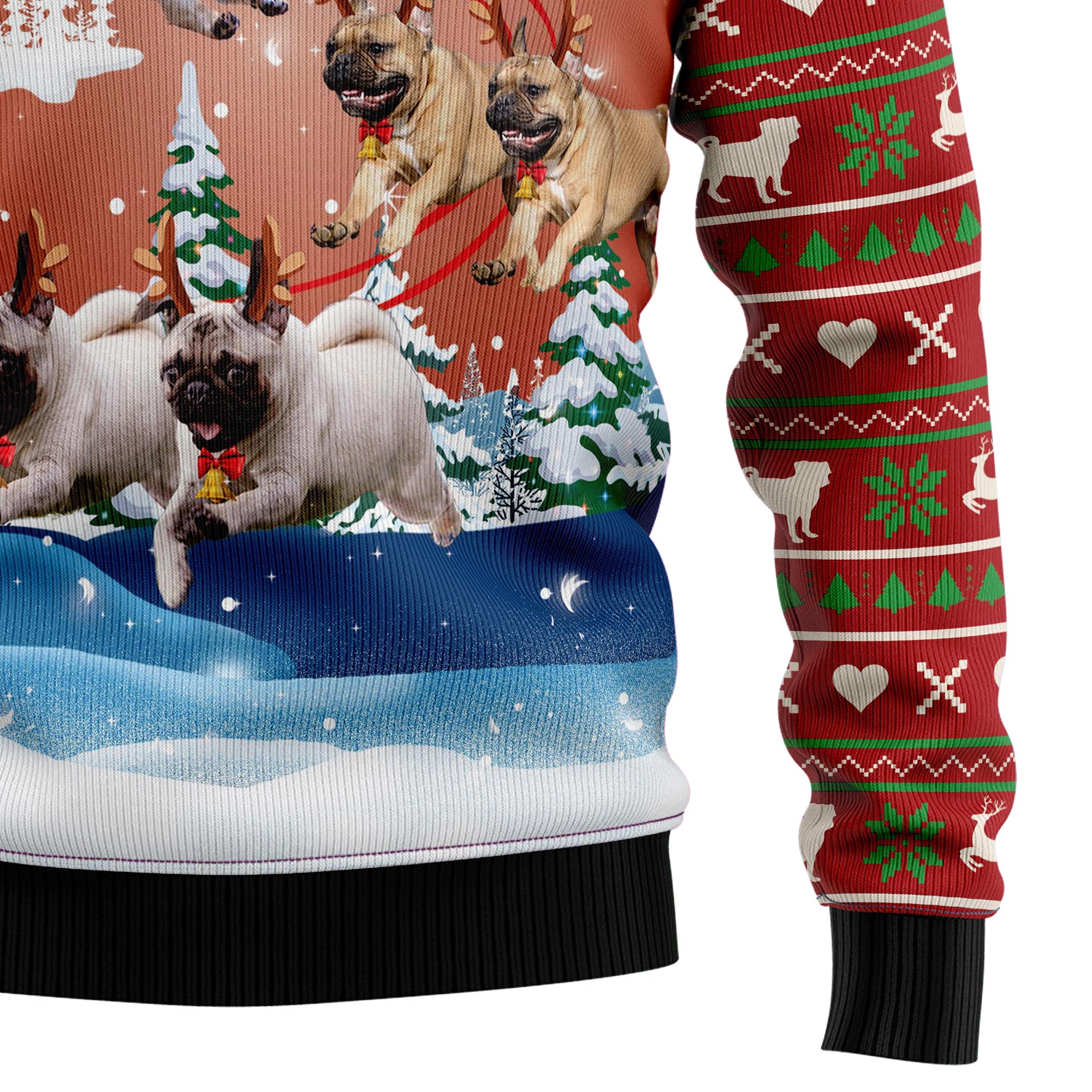 Pug Reindeer Ugly Christmas Sweater for Men and Women, Funny Holiday Party Outfit, Festive Christmas Gift