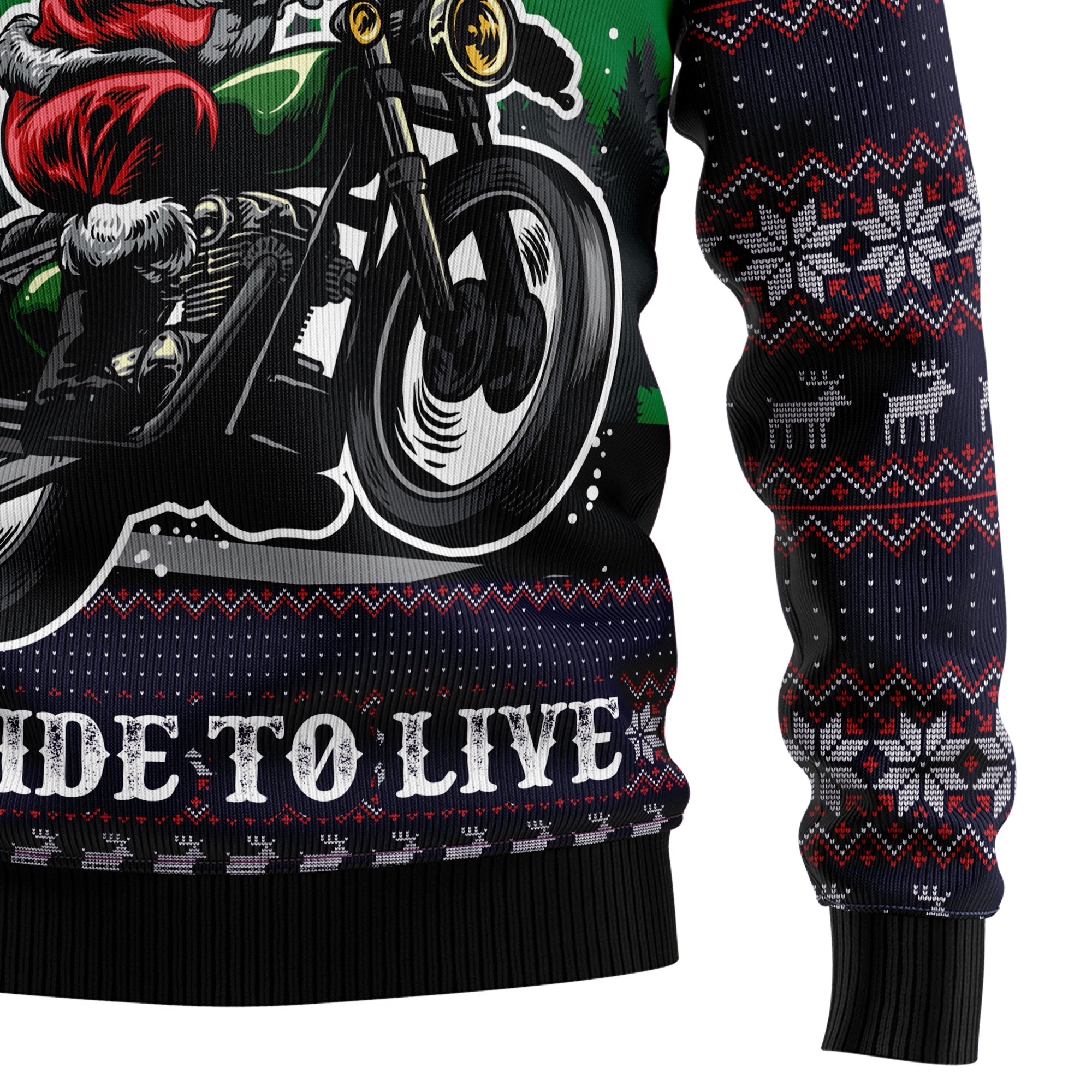 Motorcycle Ugly Christmas Sweater, Biker Holiday Pullover for Motorcyclists, Motocross Fans and Christmas Parties