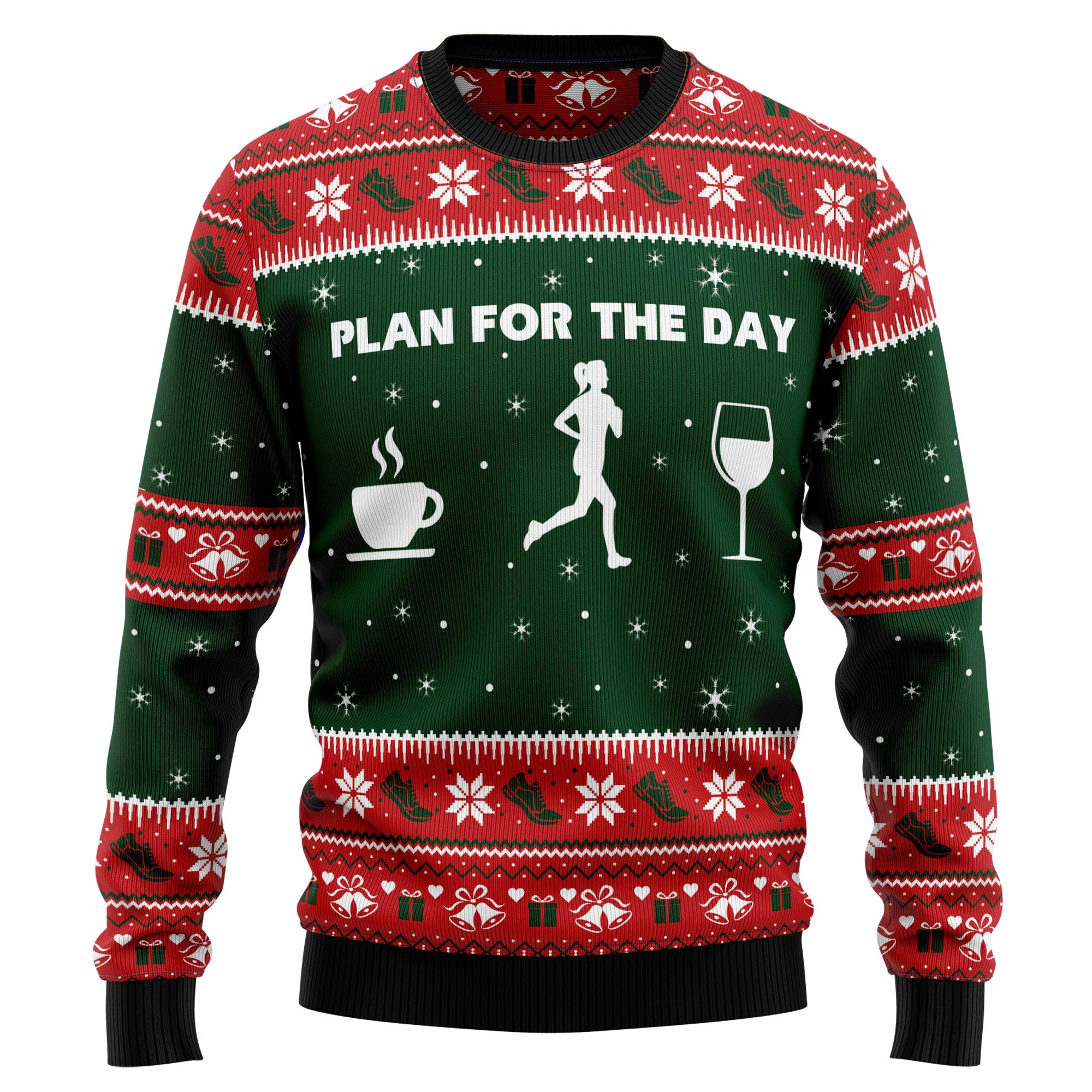 Running Plan for the Day Ugly Christmas Sweater, Funny Holiday Party Outfit for Men and Women, Gift for Runners