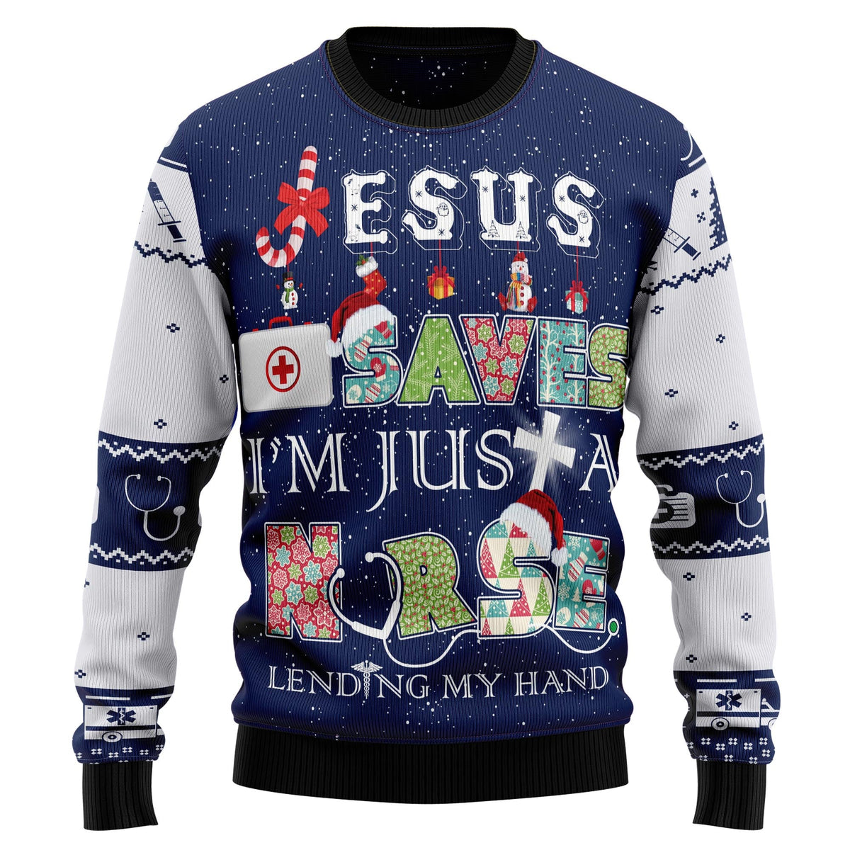 Nurse Life Christmas Ugly Christmas Sweater, Funny Nursing Pullover for Healthcare Staff, Fun Xmas Party Clothing