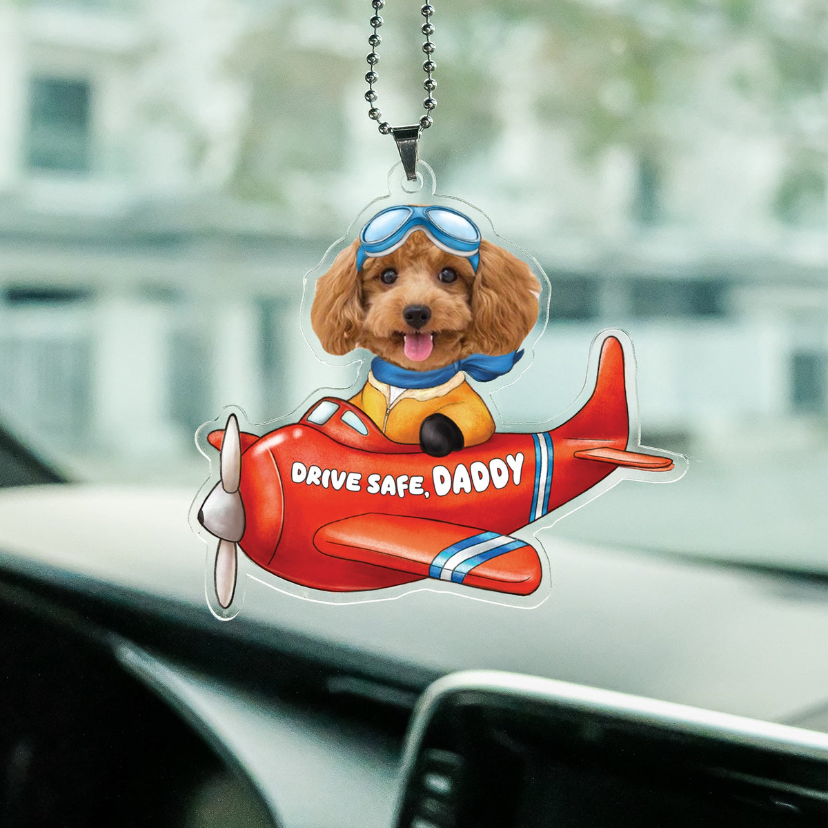 Custom Dog Pilot Baby Pilot Photo Car Ornament - Custom Dog Baby Plane Car Charm, Car Hanger