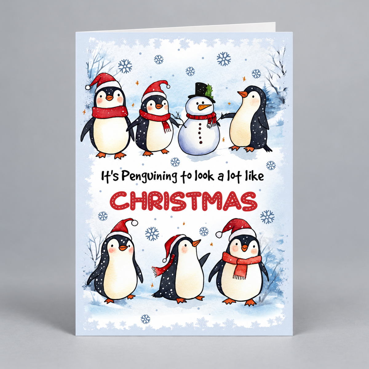 Penguin Christmas Card with Envelope – Cute Festive Holiday Greeting for Family and Friends
