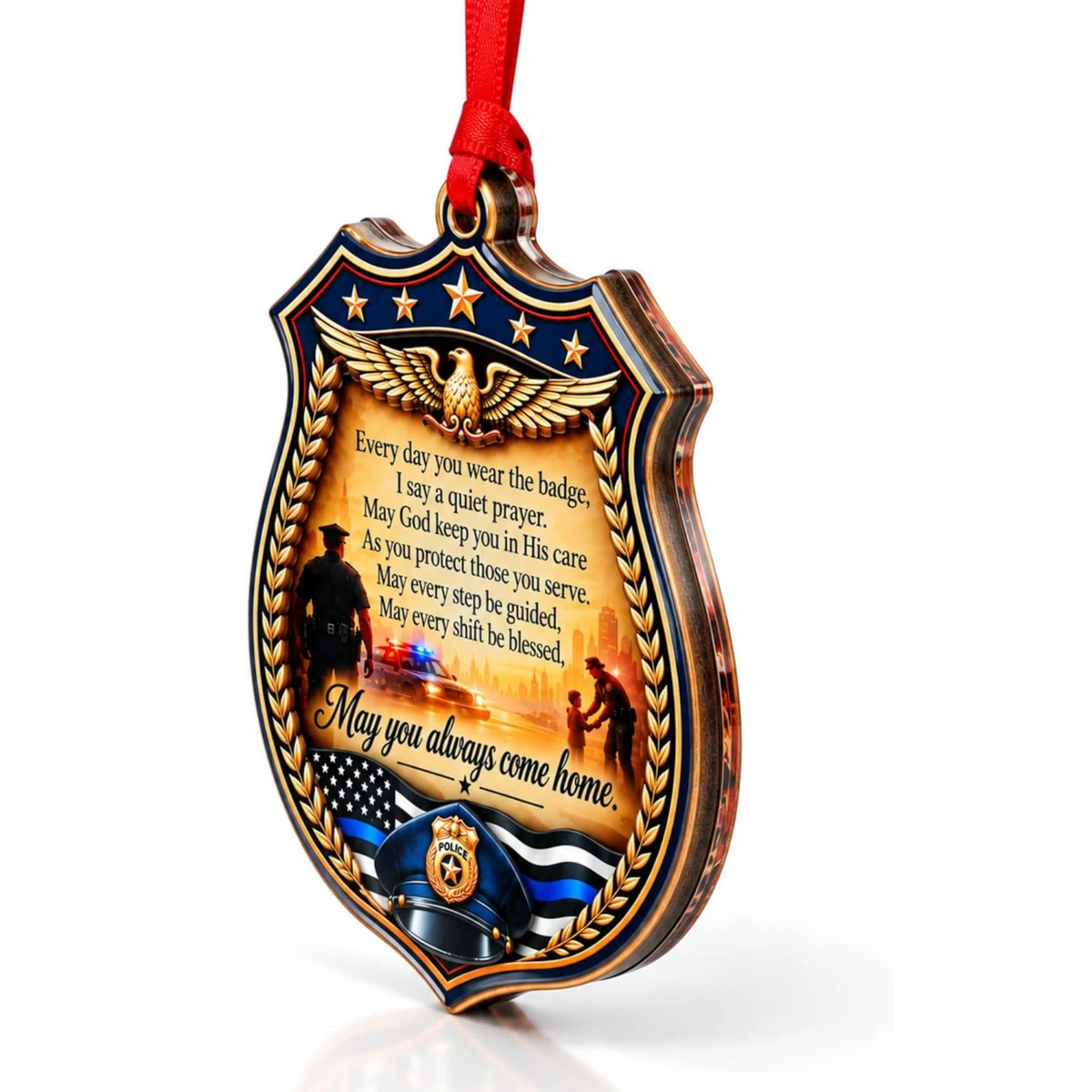 Policeman Christmas Ornament 2026, Police Officer Ornament, Gifts for Policeman, Wood & Acrylic Gift