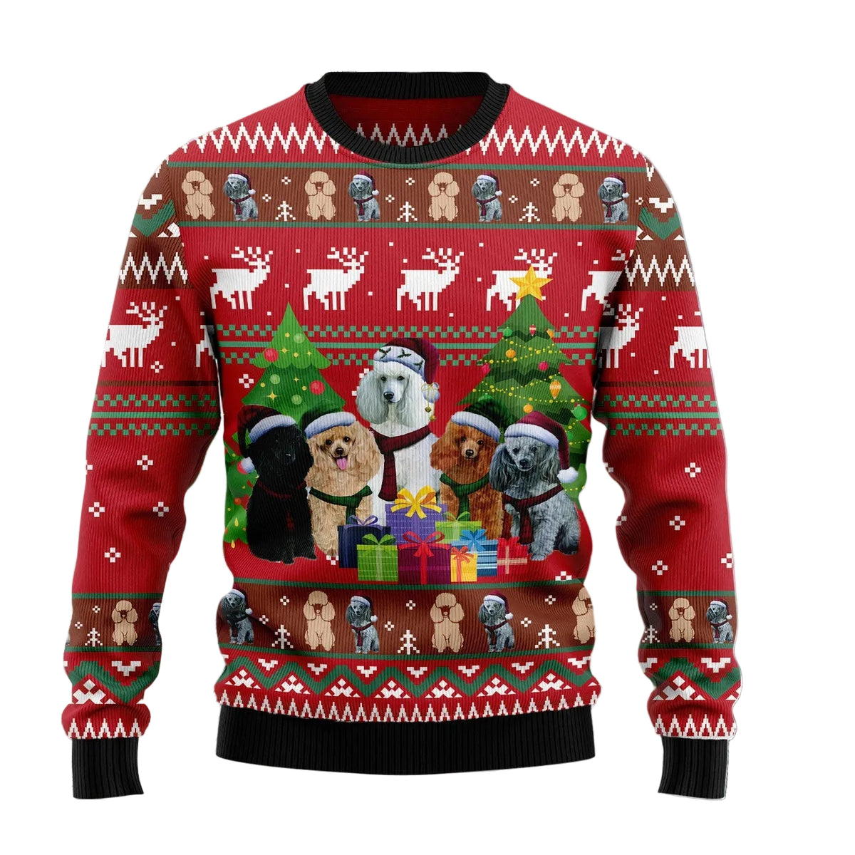 Poodle Family Snow DNA Ugly Christmas Sweater, Snowy Poodle Dog Family Holiday Pullover for Poodle Moms and Dog Families