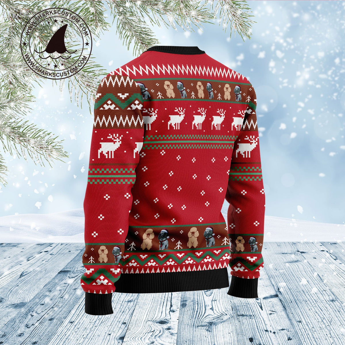Poodle Family Snow DNA Ugly Christmas Sweater, Snowy Poodle Dog Family Holiday Pullover for Poodle Moms and Dog Families