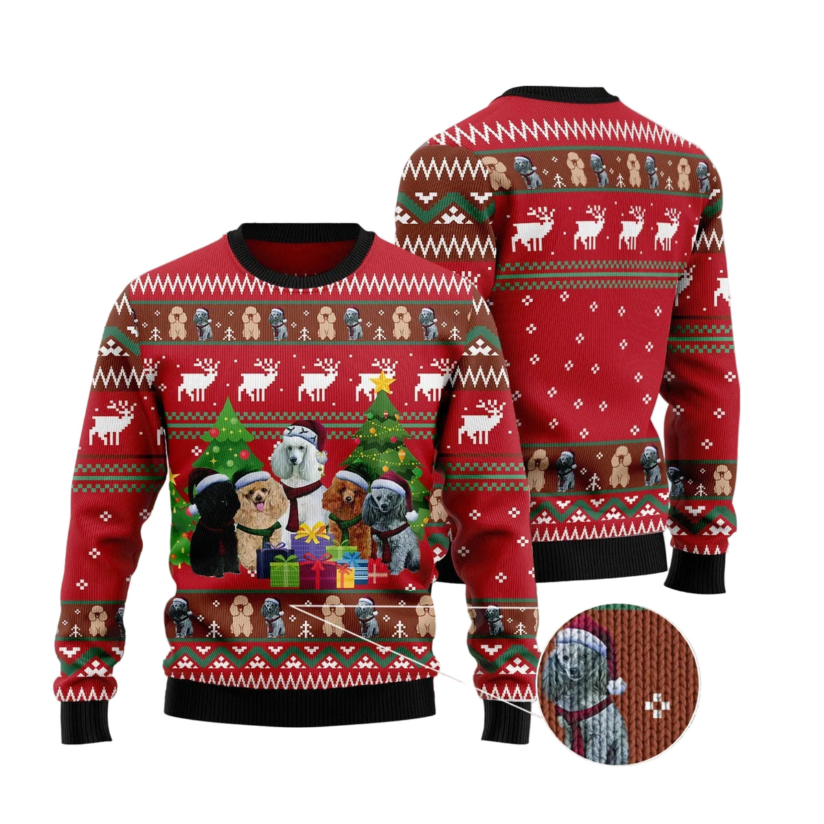 Poodle Family Snow DNA Ugly Christmas Sweater, Snowy Poodle Dog Family Holiday Pullover for Poodle Moms and Dog Families