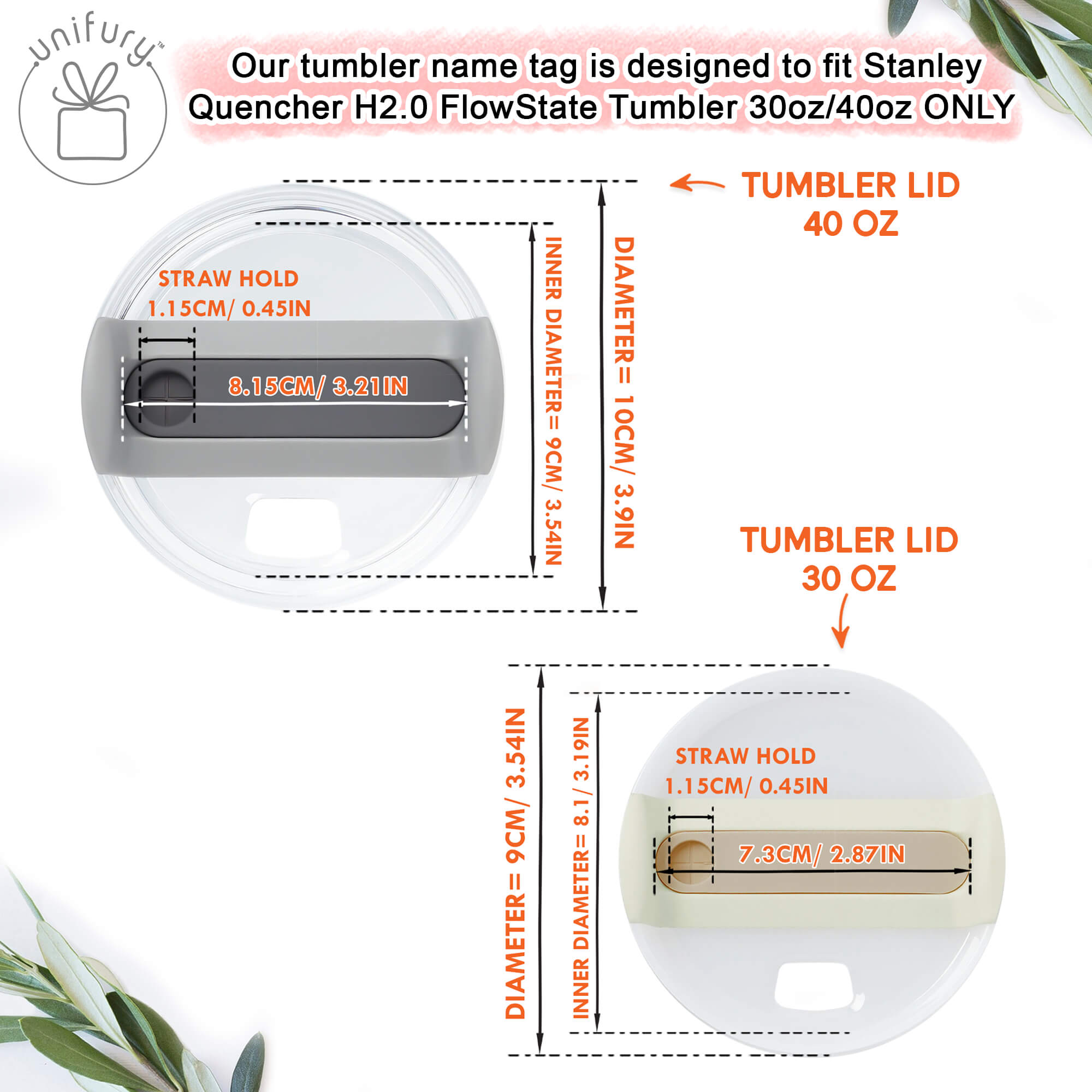 Glitter Flake Name Tag for Stanley Tumbler (30oz and 40oz) - Tart Design Co