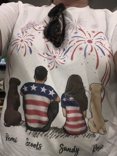 Personalized custom dog & couple t-shirt tee Fourth 4th of July - 2340