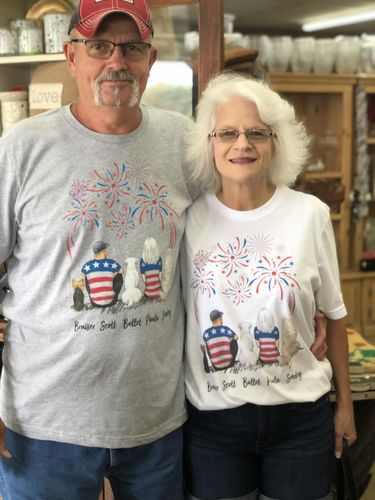 Personalized custom dog & couple t-shirt tee Fourth 4th of July - 2340