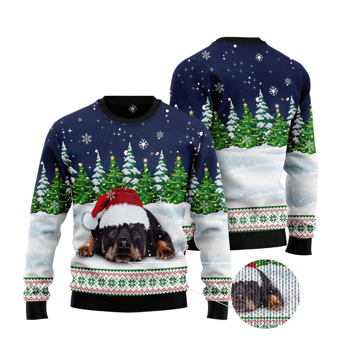 Rottweiler Under Snow Ugly Christmas Sweater, Dreaming Dog Holiday Pullover for Rottweiler Lovers and Pet Parents