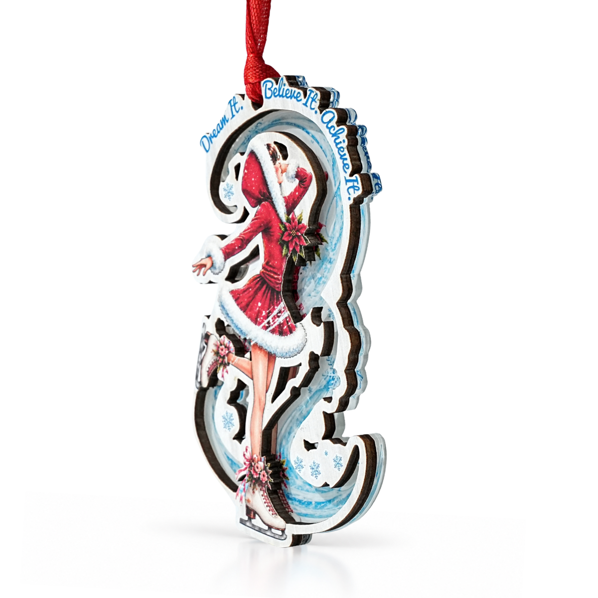 Ice Skate Christmas Ornament 2026, Ice Skating Ornament for Christmas Tree, Skater Gifts, Wood Acrylic Decor