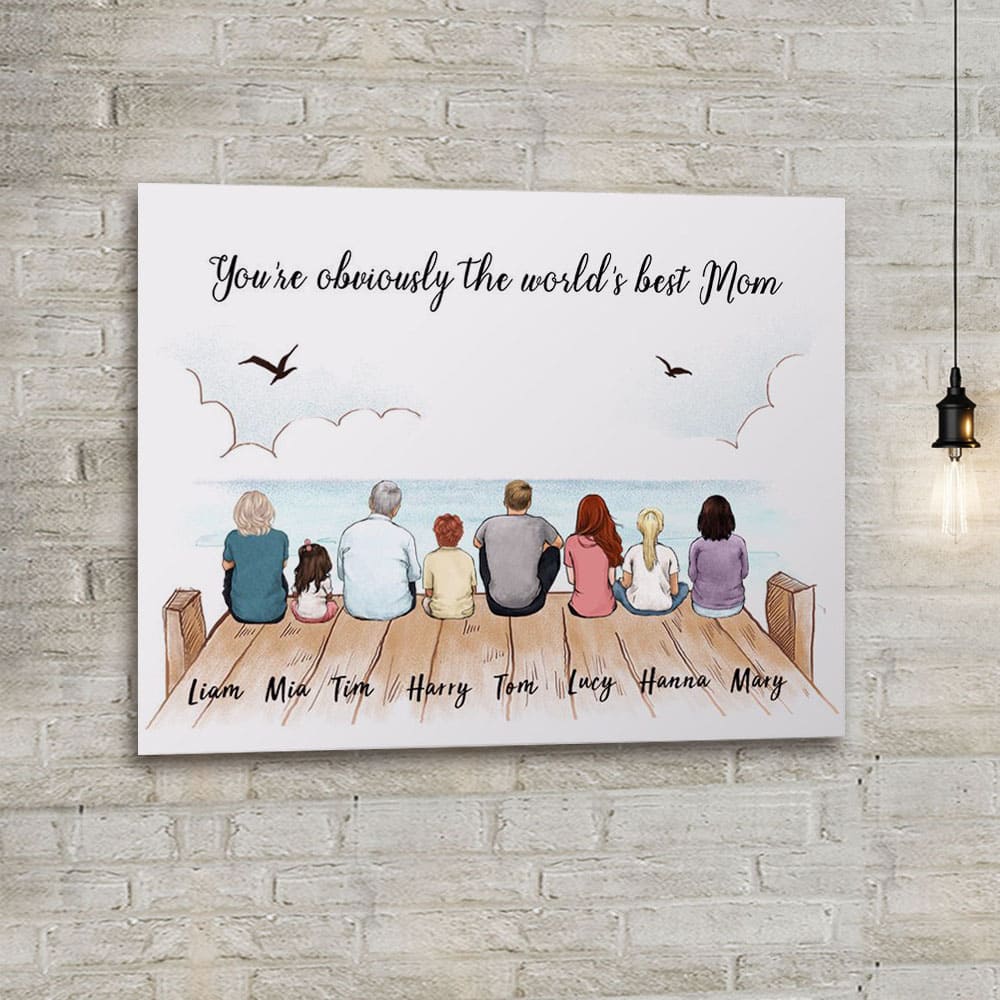 Custom Family Canvas with Custom Message - You're obviously the world's best mom