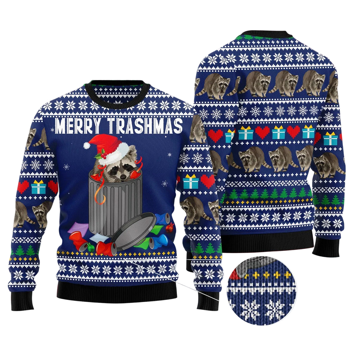 Raccoon Merry Trashmas Ugly Christmas Sweater for Men Women, Funny Holiday Party Outfit, Festive Xmas Gift