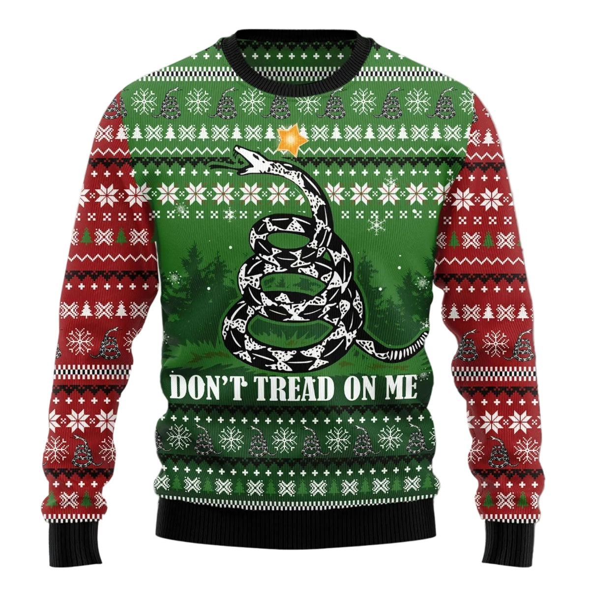 Don't Tread on Me Snake Ugly Christmas Sweater, Snake Graphic Pullover for Reptile Fans, Fun Xmas Party Clothing