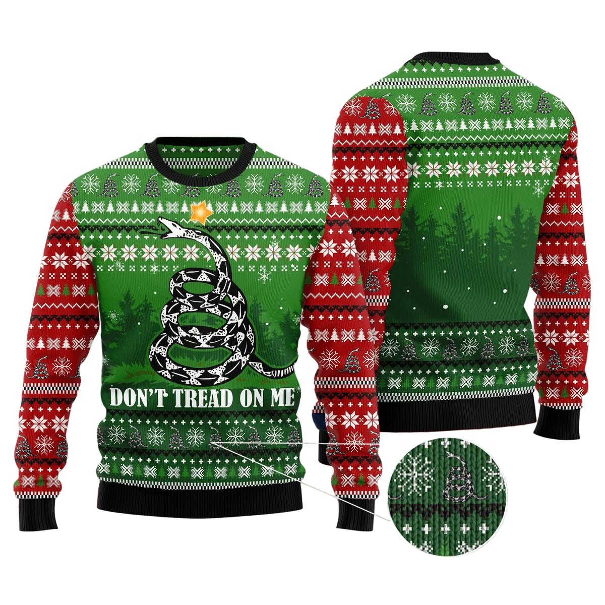 Don't Tread on Me Snake Ugly Christmas Sweater, Snake Graphic Pullover for Reptile Fans, Fun Xmas Party Clothing