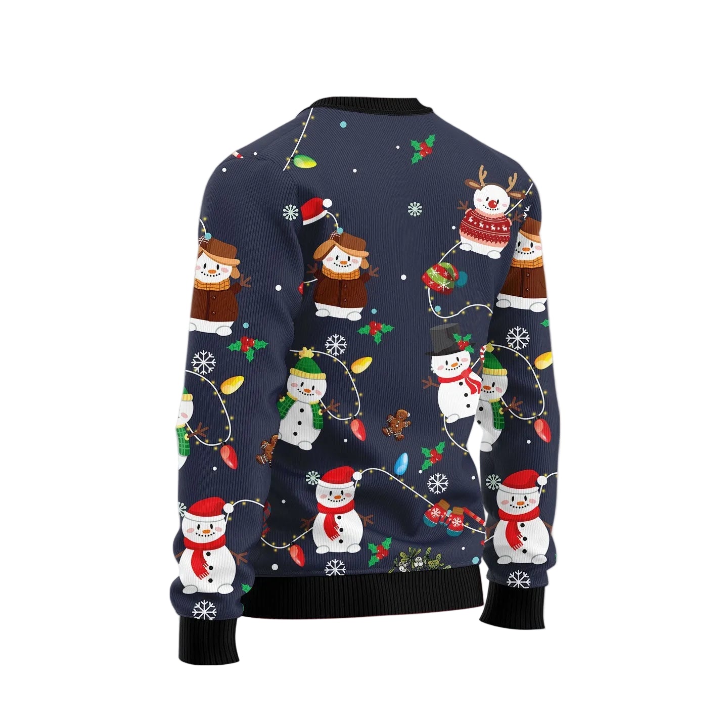 Snowman Christmas Lights Ugly Christmas Sweater, Festive Winter Holiday Party Outfit for Men and Women