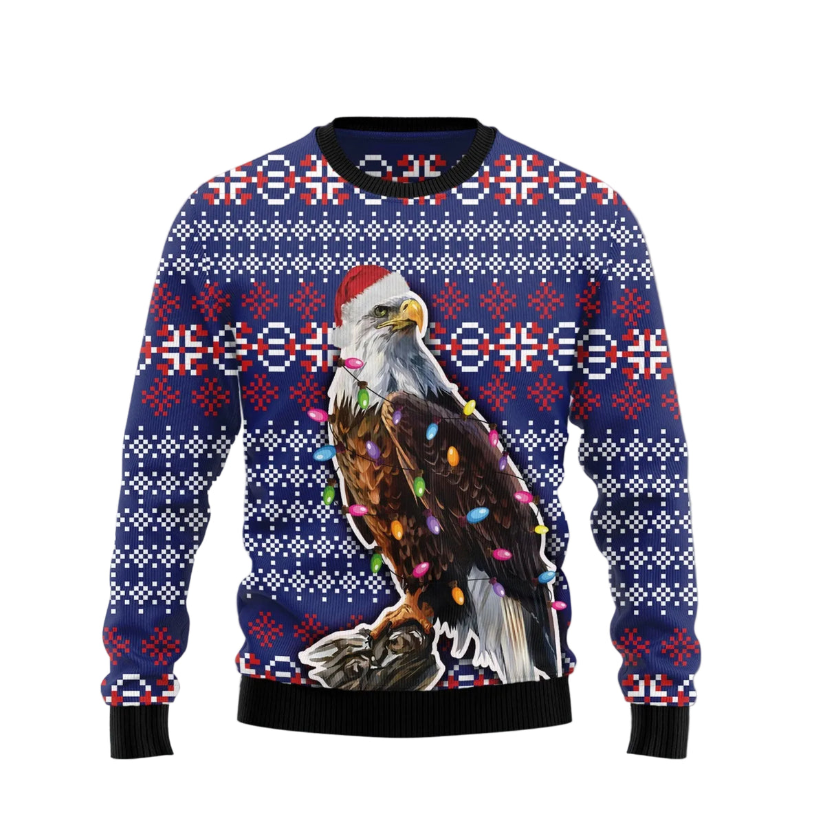 Eagle Christmas Light Ugly Christmas Sweater for Men and Women, Funny Holiday Party Outfit, Festive Christmas Gift