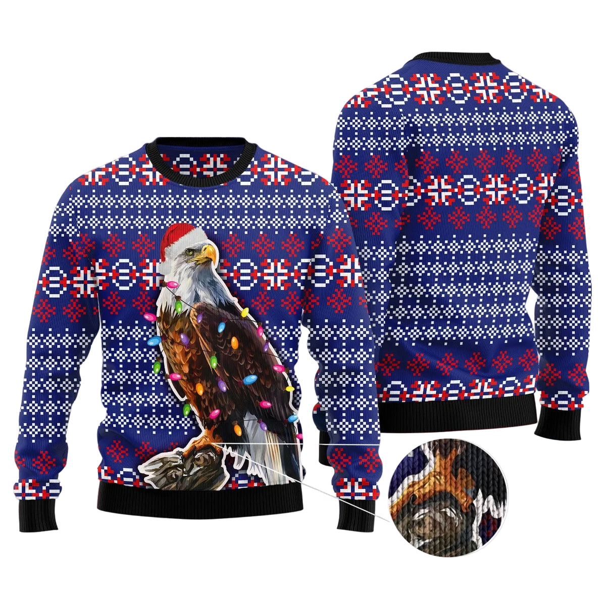 Eagle Christmas Light Ugly Christmas Sweater for Men and Women, Funny Holiday Party Outfit, Festive Christmas Gift