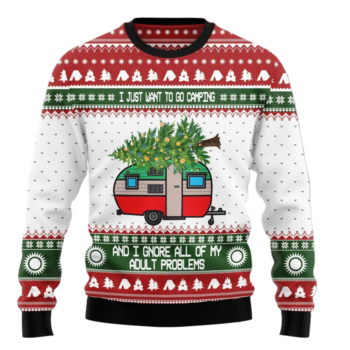 Camping Christmas Ugly Christmas Sweater, Unisex Holiday Outfit, Christmas Gift for Campers and Outdoors Lovers