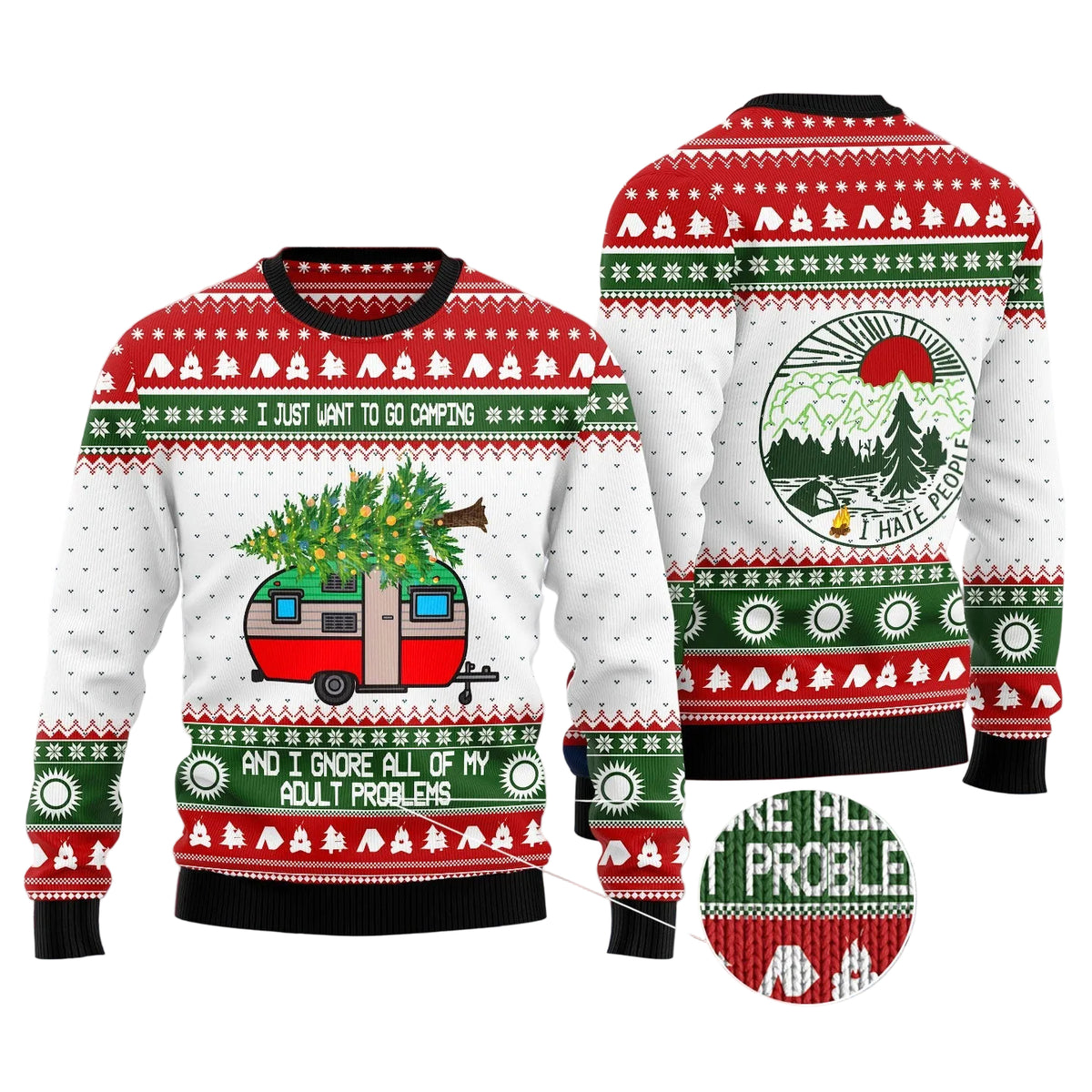 Camping Christmas Ugly Christmas Sweater, Unisex Holiday Outfit, Christmas Gift for Campers and Outdoors Lovers