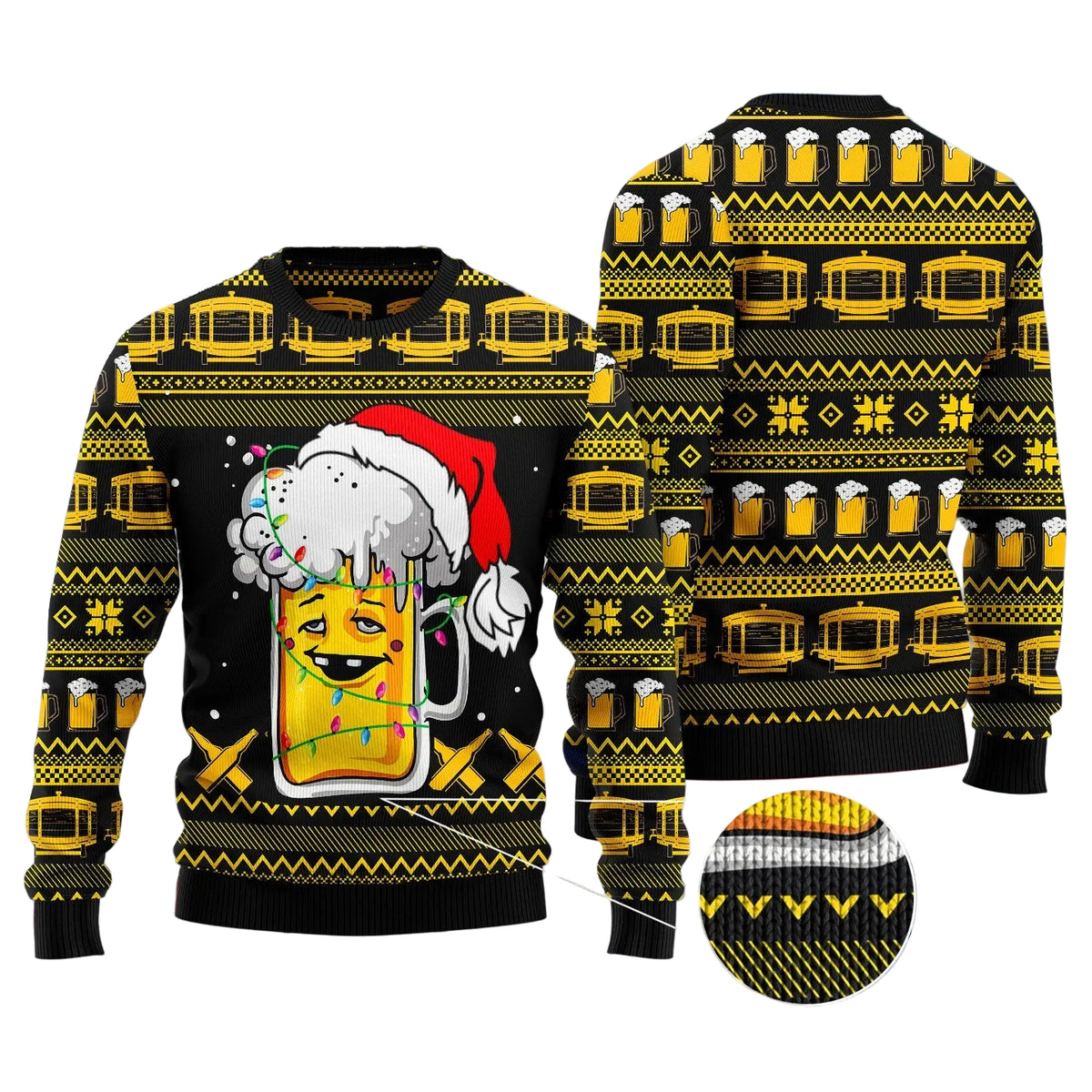 Christmas Beer Ugly Christmas Sweater, Funny Beer Holiday Pullover for Beer Lovers, Festive Winter Party Outfit