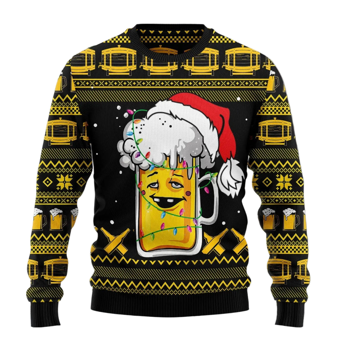 Christmas Beer Ugly Christmas Sweater, Funny Beer Holiday Pullover for Beer Lovers, Festive Winter Party Outfit