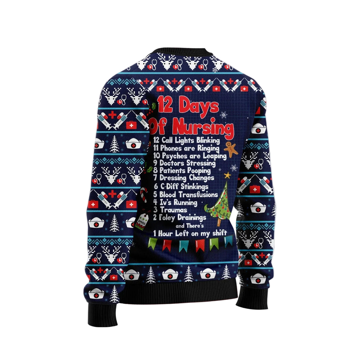 Nurse Christmas Tree Ugly Christmas Sweater, Medical Nurse Art Holiday Pullover for Nurses and Healthcare Workers