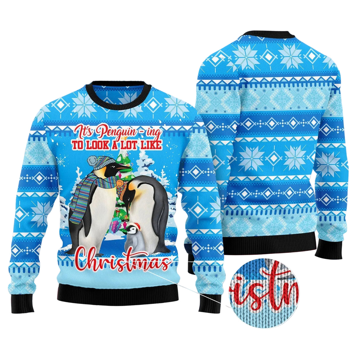 Penguin Family Ugly Christmas Sweater | Fun Holiday Look for Men & Women | Festive Party Top for Penguin Lovers