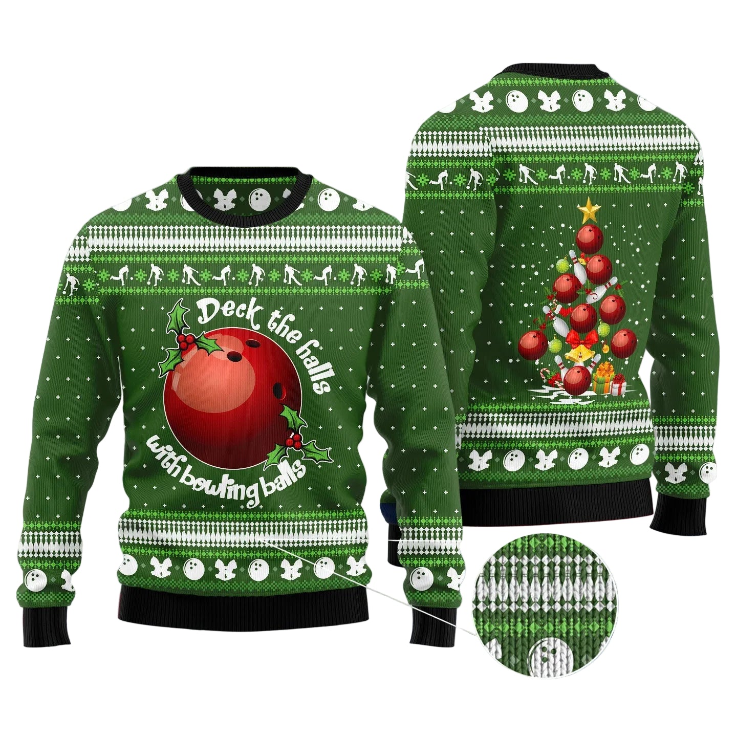 Bowling Ball Christmas Ugly Christmas Sweater, Unisex Holiday Party Outfit, Gift for Bowlers and Bowling Fans