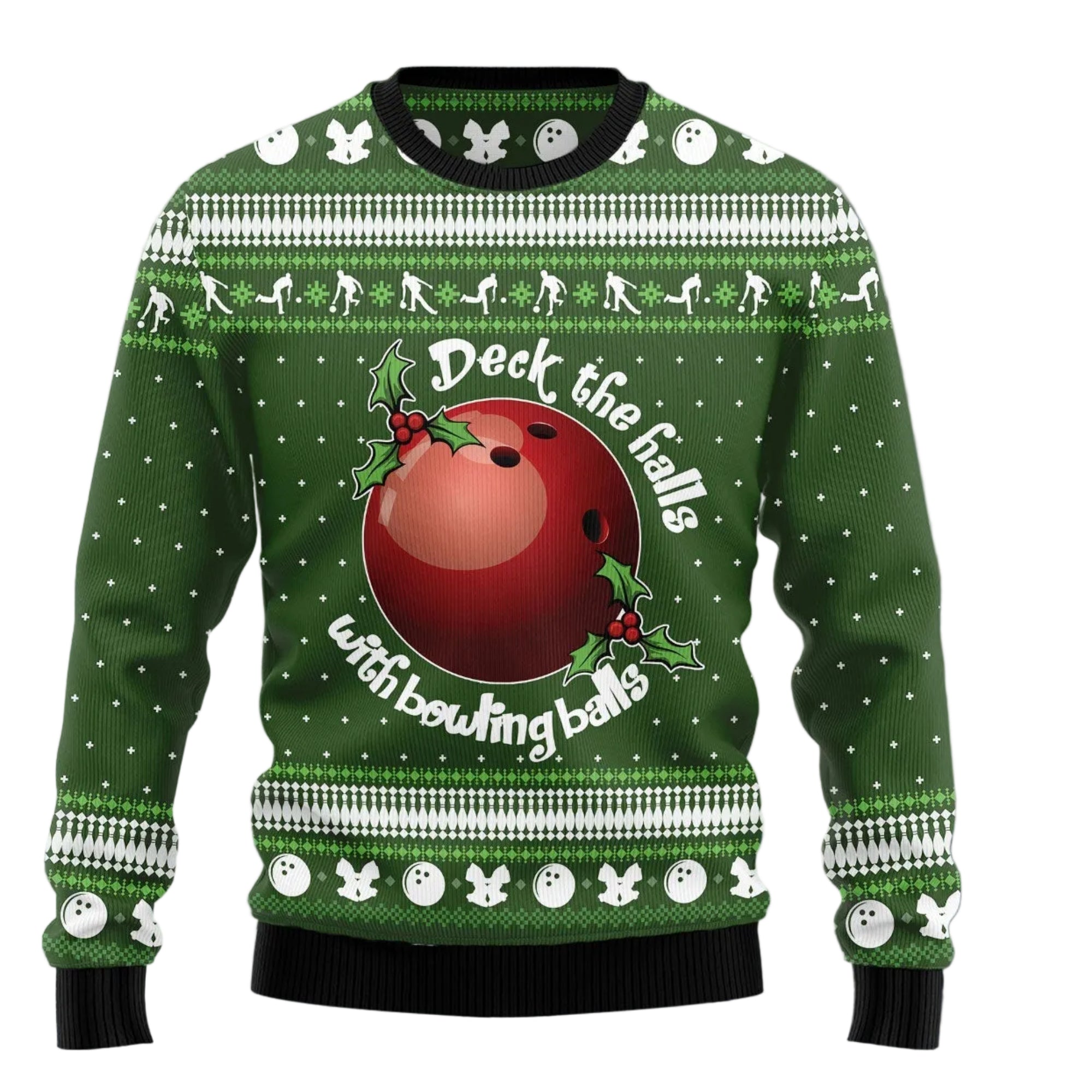 Bowling Ball Christmas Ugly Christmas Sweater, Unisex Holiday Party Outfit, Gift for Bowlers and Bowling Fans