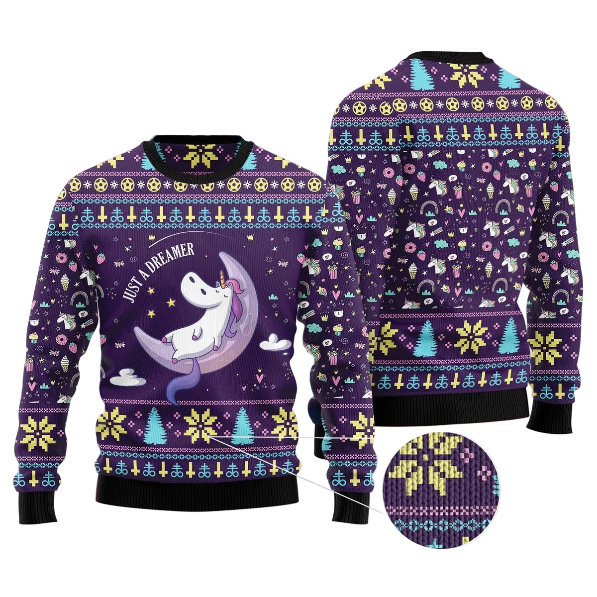 Unicorn Dreamer Ugly Christmas Sweater, Magical Unicorn Dreamer Christmas Design, Holiday Sweater for Adults