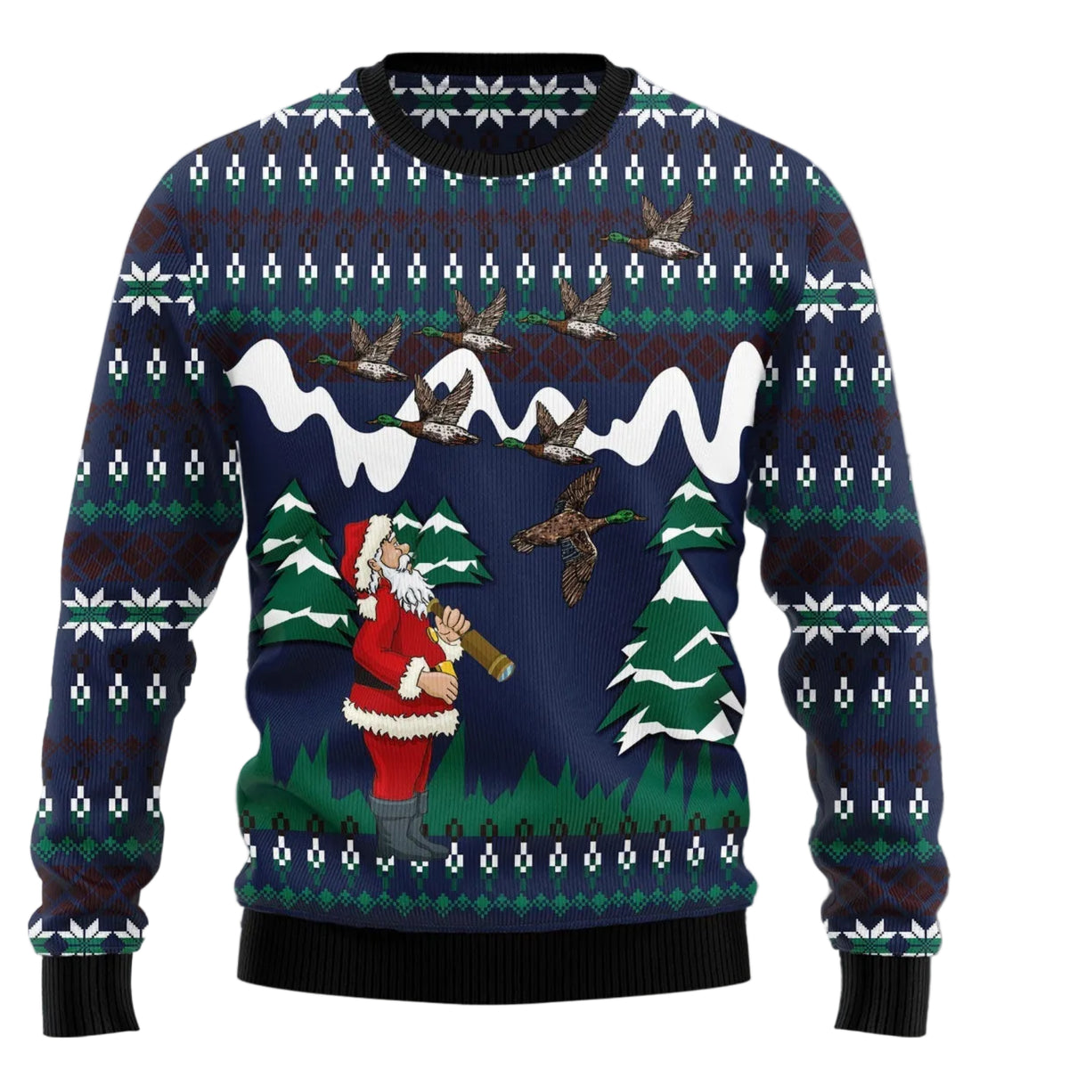 Hunting Duck Ugly Christmas Sweater, Unisex Holiday Party Outfit, Funny Gift for Duck Hunting and Outdoors Fans