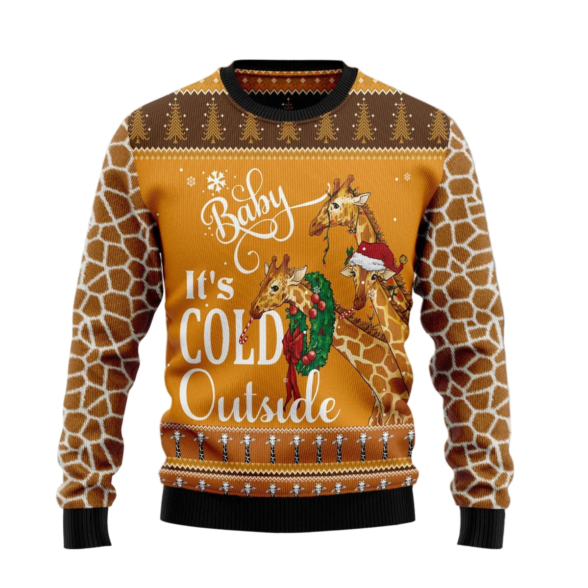 Giraffe Baby It's Cold Outside Ugly Christmas Sweater, Funny Giraffe Lover Festive Xmas Gift for Men and Women