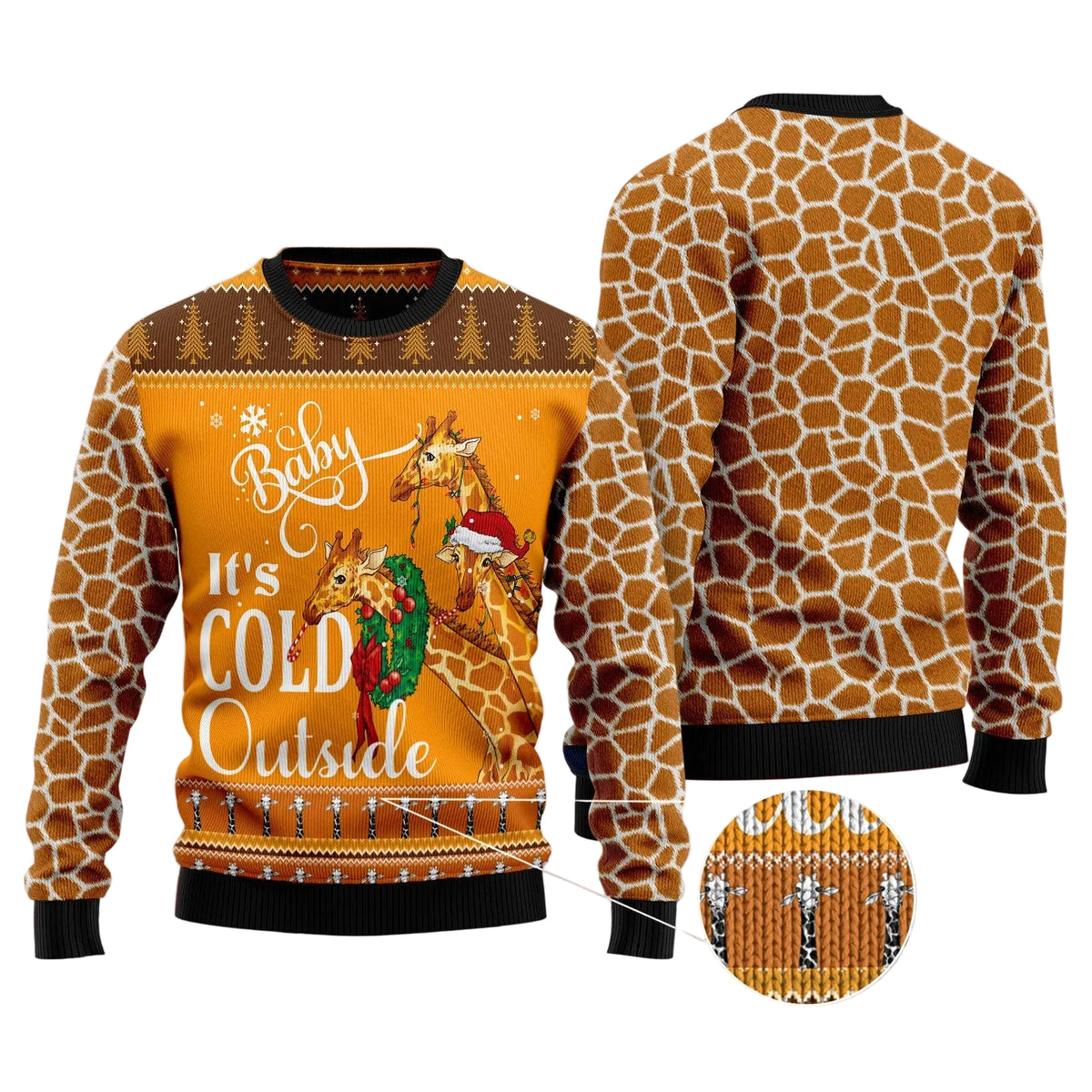 Giraffe Baby It's Cold Outside Ugly Christmas Sweater, Funny Giraffe Lover Festive Xmas Gift for Men and Women