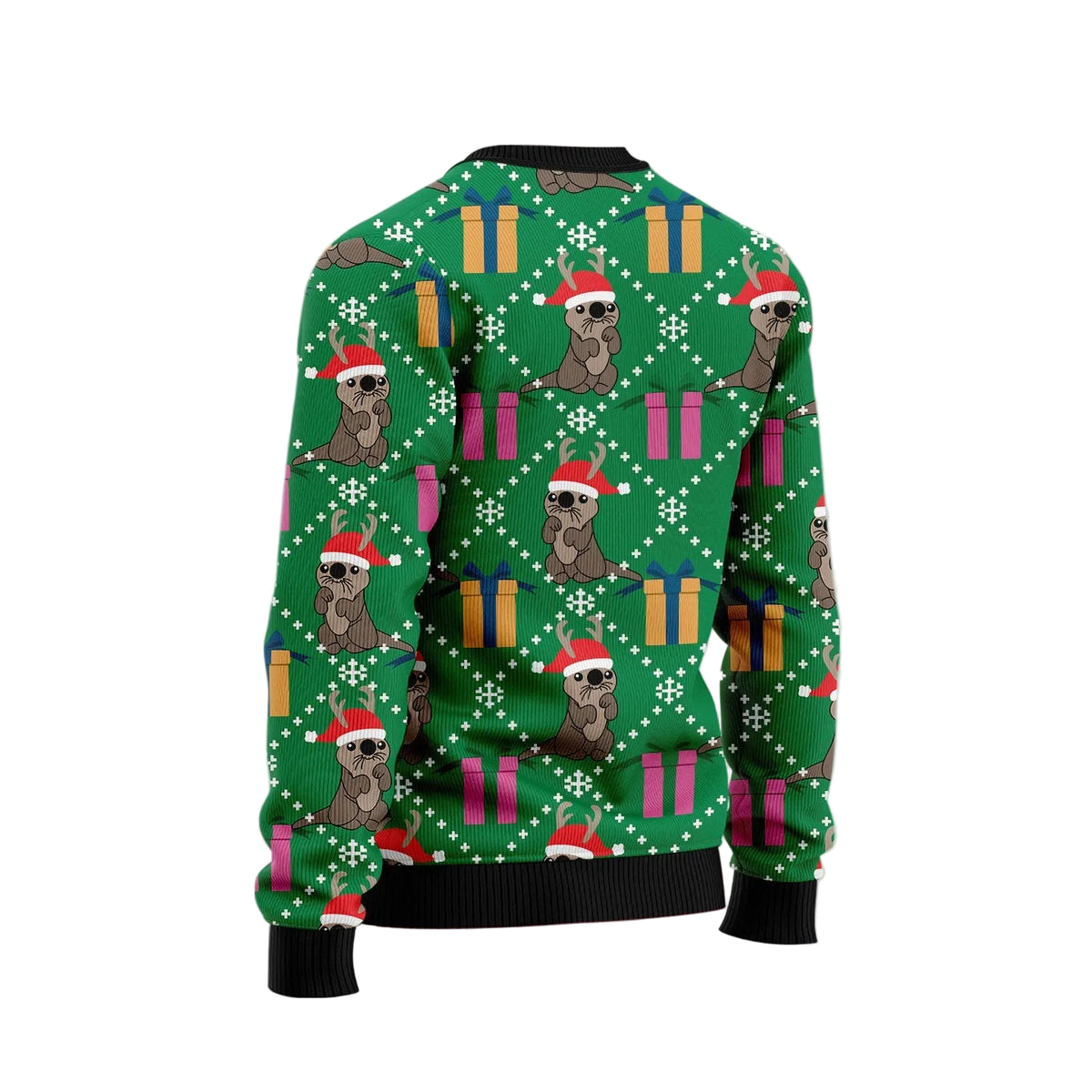 Otter Reindeer Ugly Christmas Sweater, Unisex Xmas Party Outfit, Fun Holiday Gift for Otter and Wildlife Lovers