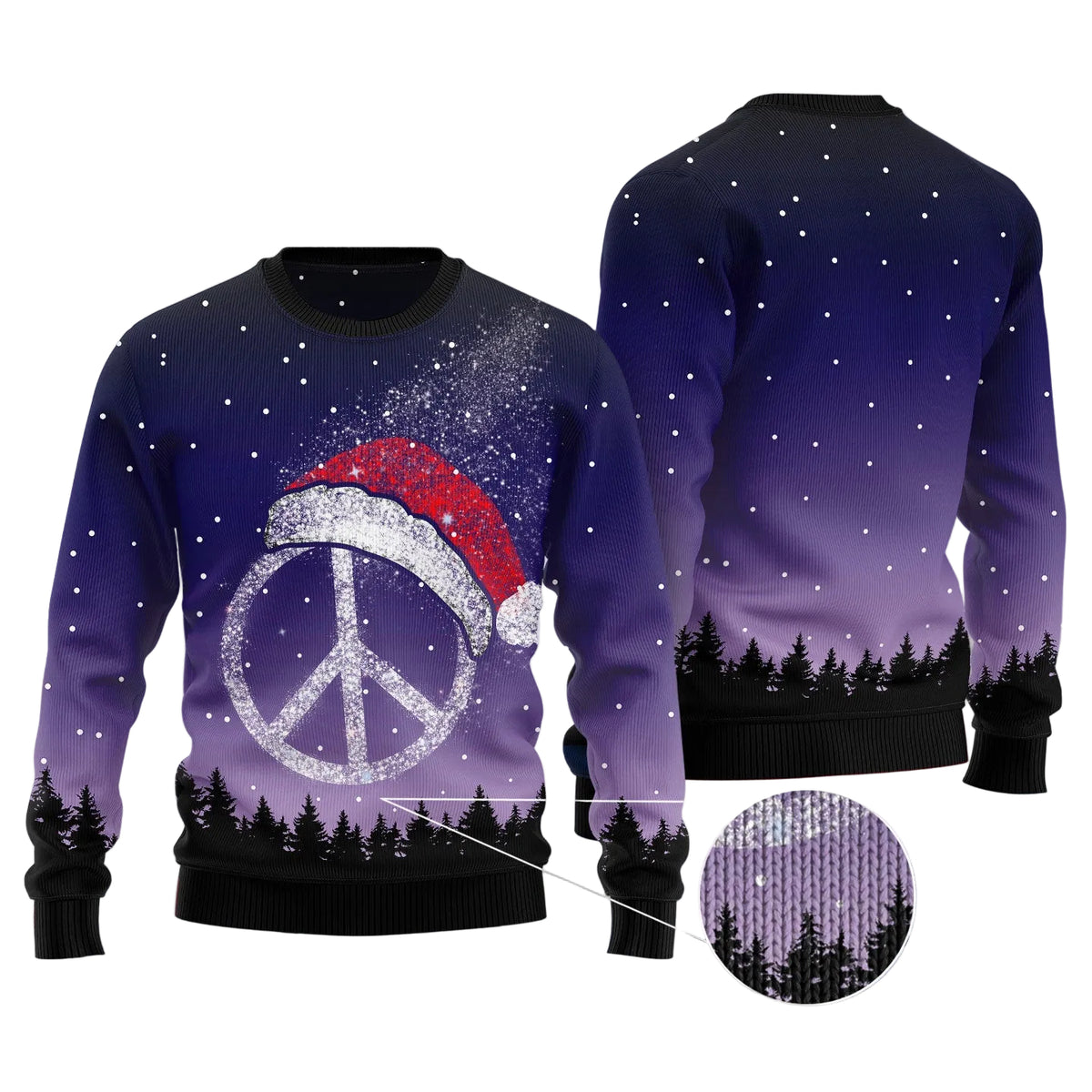 Peace Hippie Ugly Christmas Sweater, Peace and Hippie Print for Men and Women, Festive Christmas Party Outfit