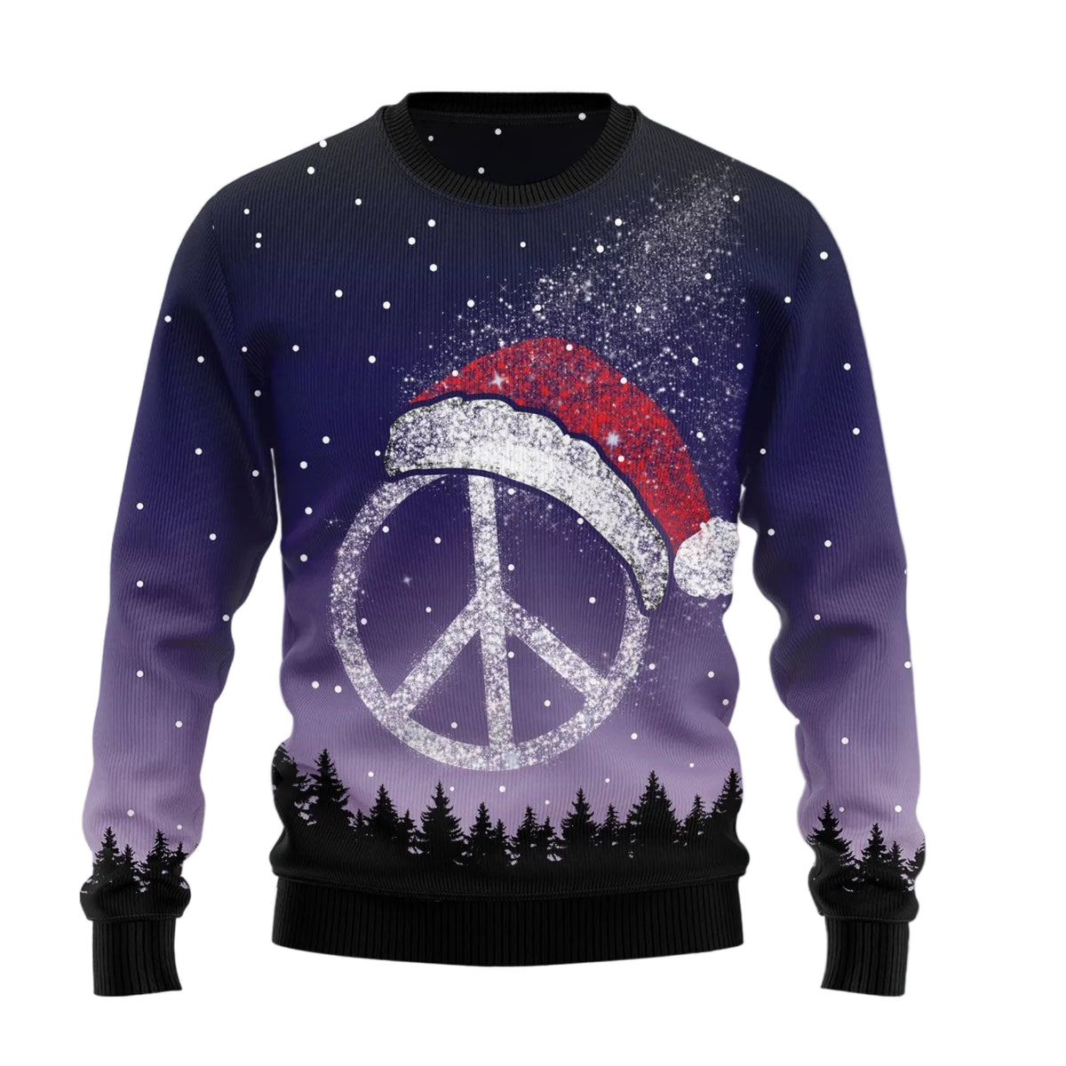 Peace Hippie Ugly Christmas Sweater, Peace and Hippie Print for Men and Women, Festive Christmas Party Outfit