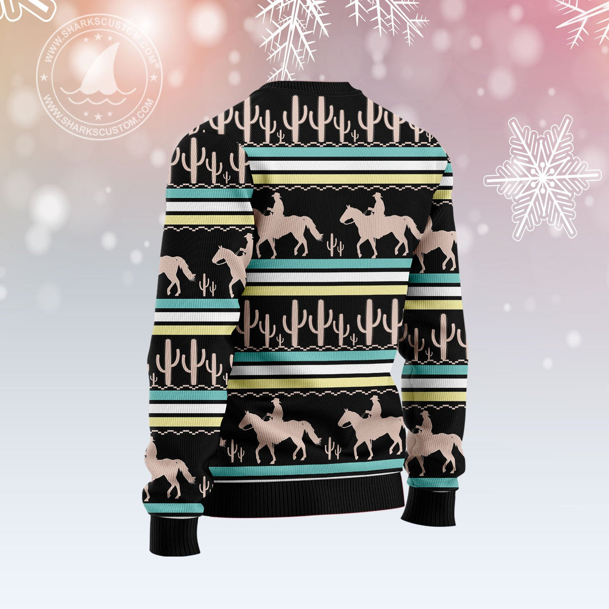Cowboy Cactus Ugly Christmas Sweater | Plus Size Party Outfit for Western Fans | Holiday Gift and Party Apparel
