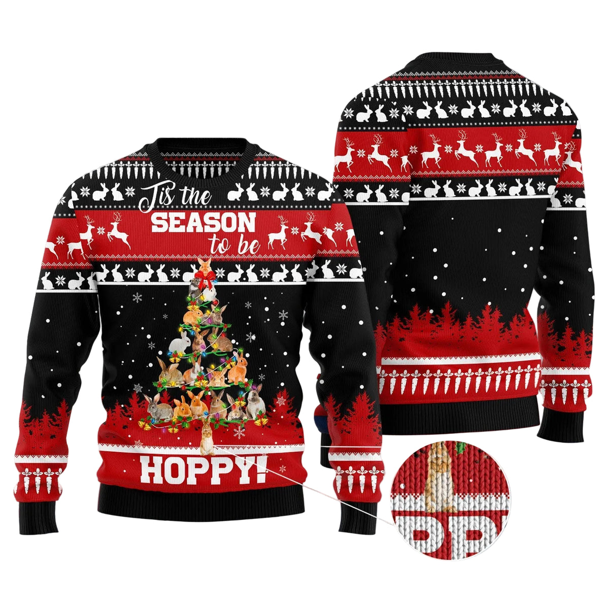 Rabbit Christmas Tree Ugly Christmas Sweater, Holiday Party Pullover for Men and Women, Gift for Rabbit Lovers