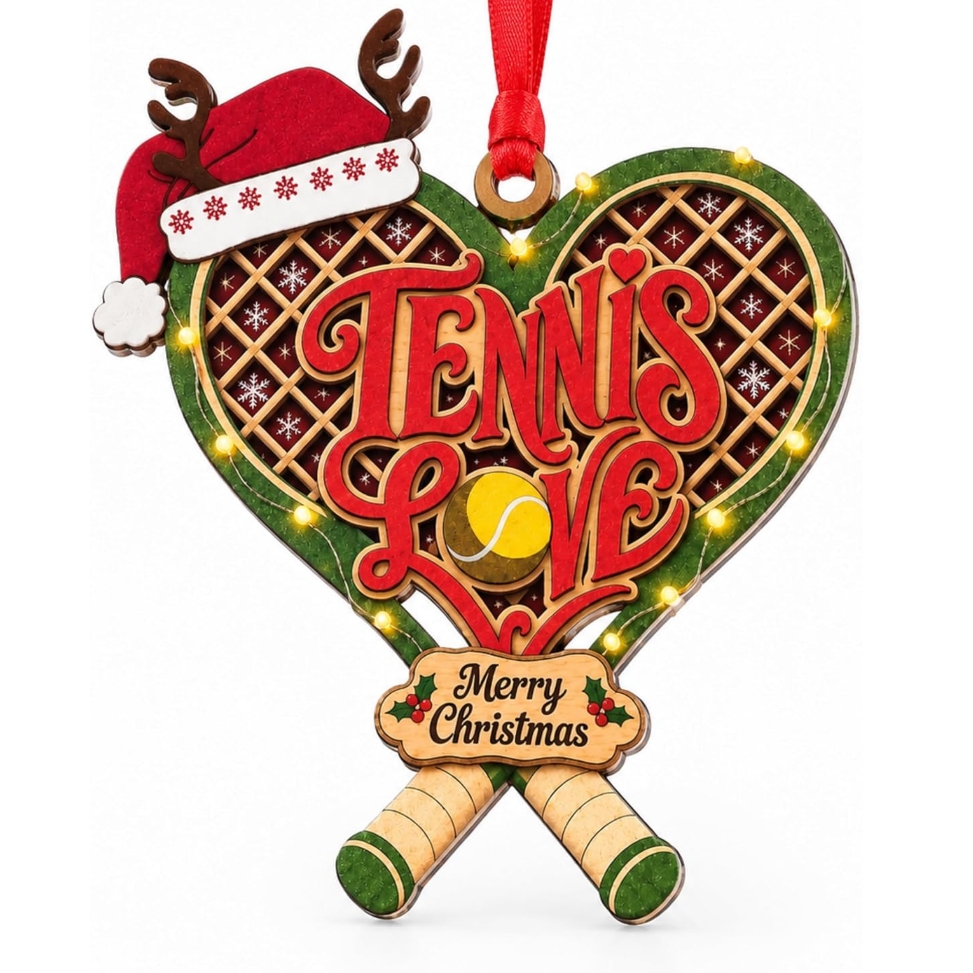 Tennis Christmas Ornament 2026, Tennis Ornaments for Christmas Tree, Wood & Acrylic Gift, Holiday Tree Decor