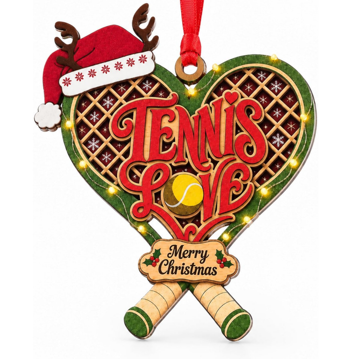 Tennis Christmas Ornament 2026, Tennis Ornaments for Christmas Tree, Wood & Acrylic Gift, Holiday Tree Decor