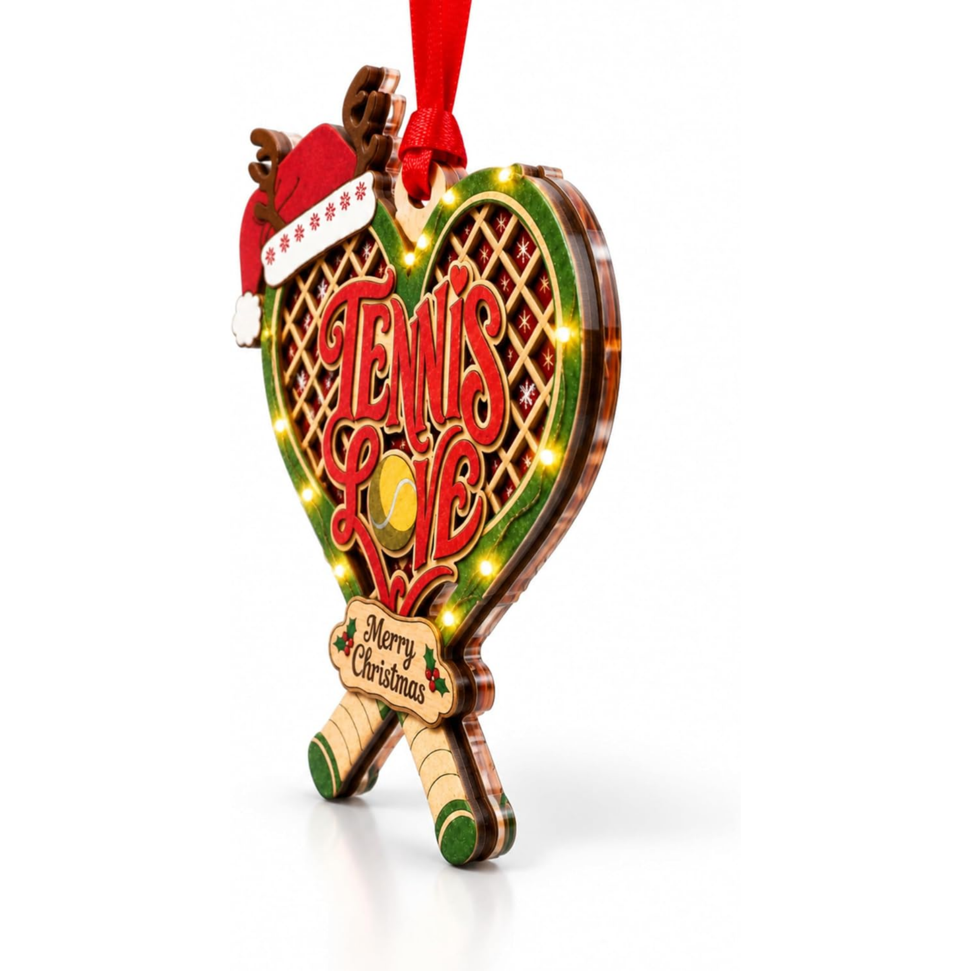 Tennis Christmas Ornament 2026, Tennis Ornaments for Christmas Tree, Wood & Acrylic Gift, Holiday Tree Decor