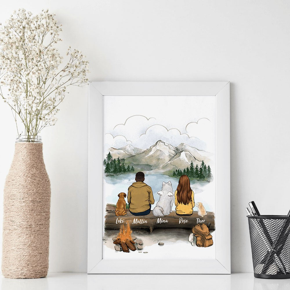 Printable Digital File - Personalized gifts for dog lovers - DOG & COUPLE - Hiking - Digital PNG Download