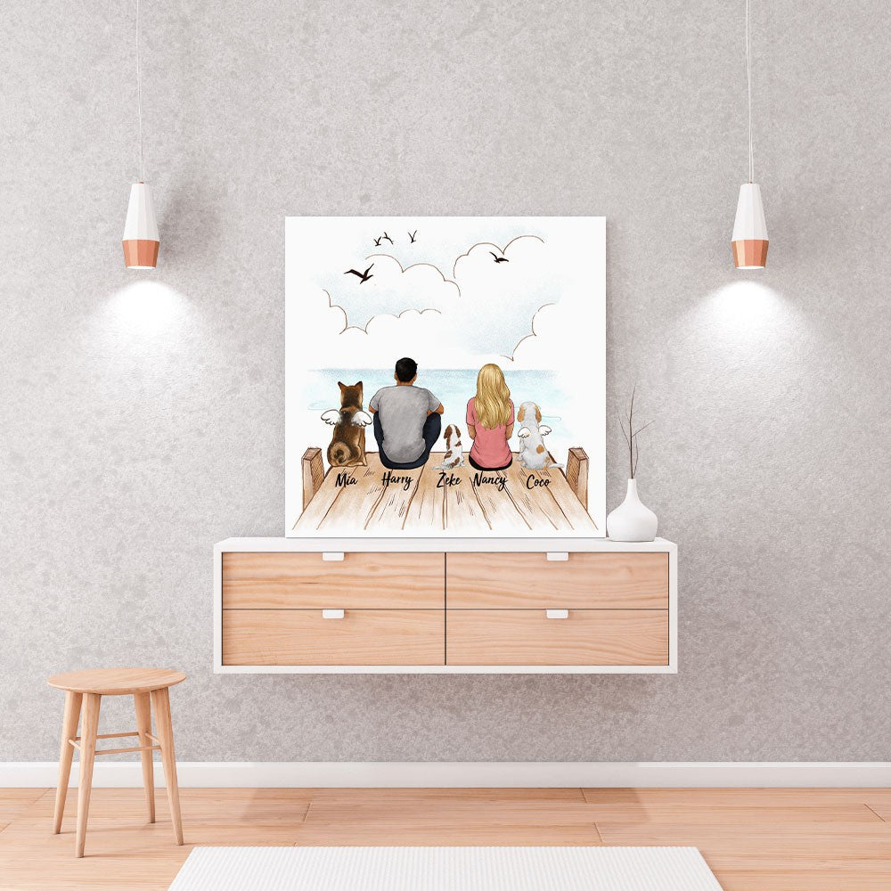 Printable Digital File - Personalized gifts for dog lovers - DOG & COUPLE - Wooden Dock - Digital PNG Download